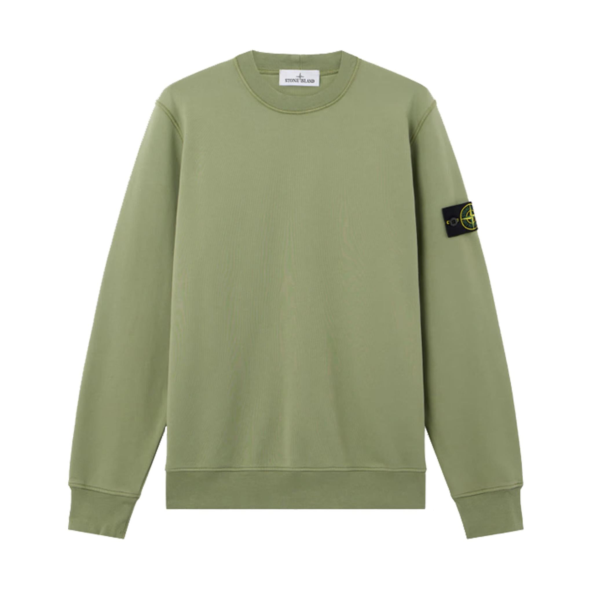 Stone Island Cotton Fleece Crewneck Sweatshirt in Sage Green
