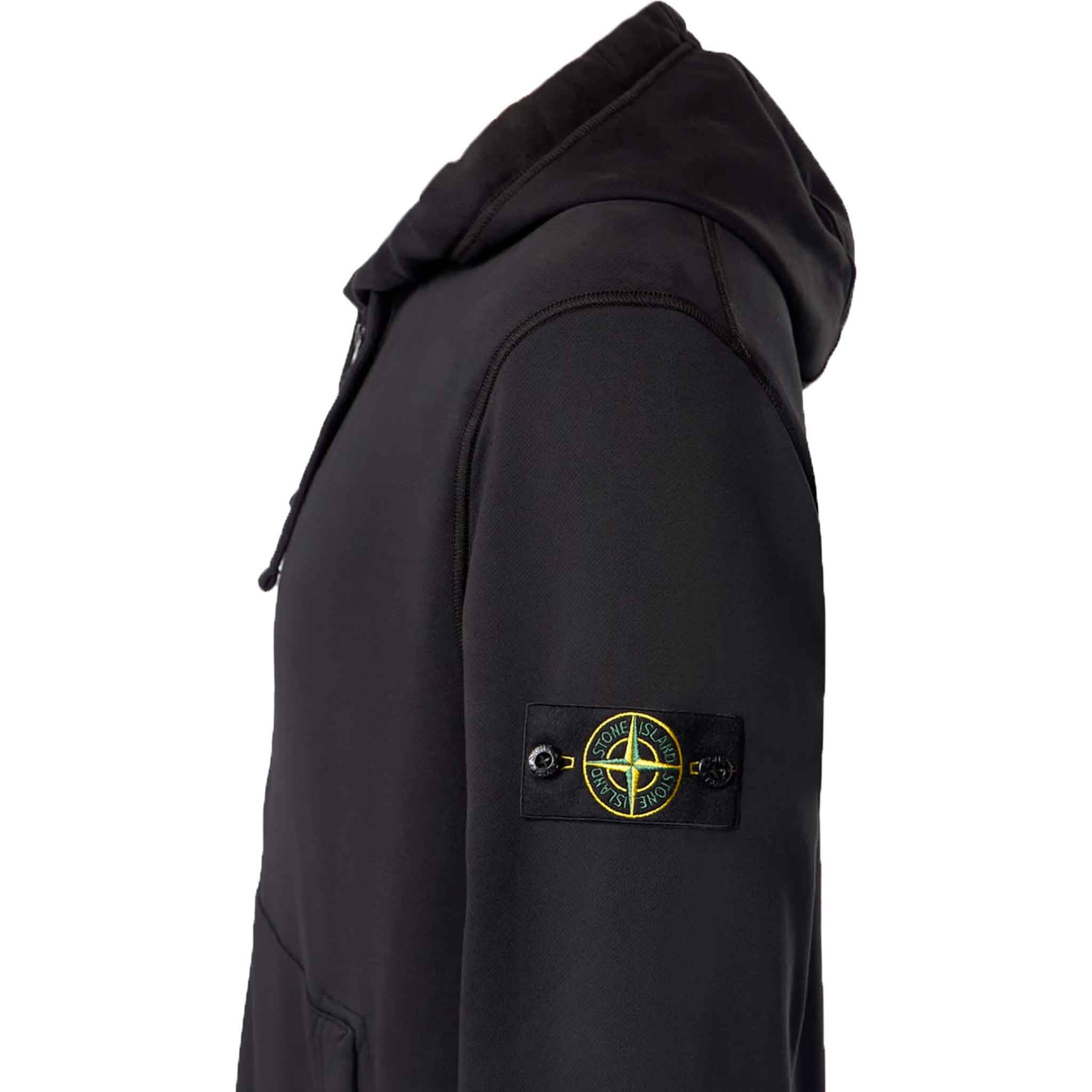 Stone Island Cotton Fleece Hooded Full Zip Sweatshirt in BlackHoodiesStone IslandDPUSSStone Island Cotton Fleece Hooded Full Zip Sweatshirt in Black