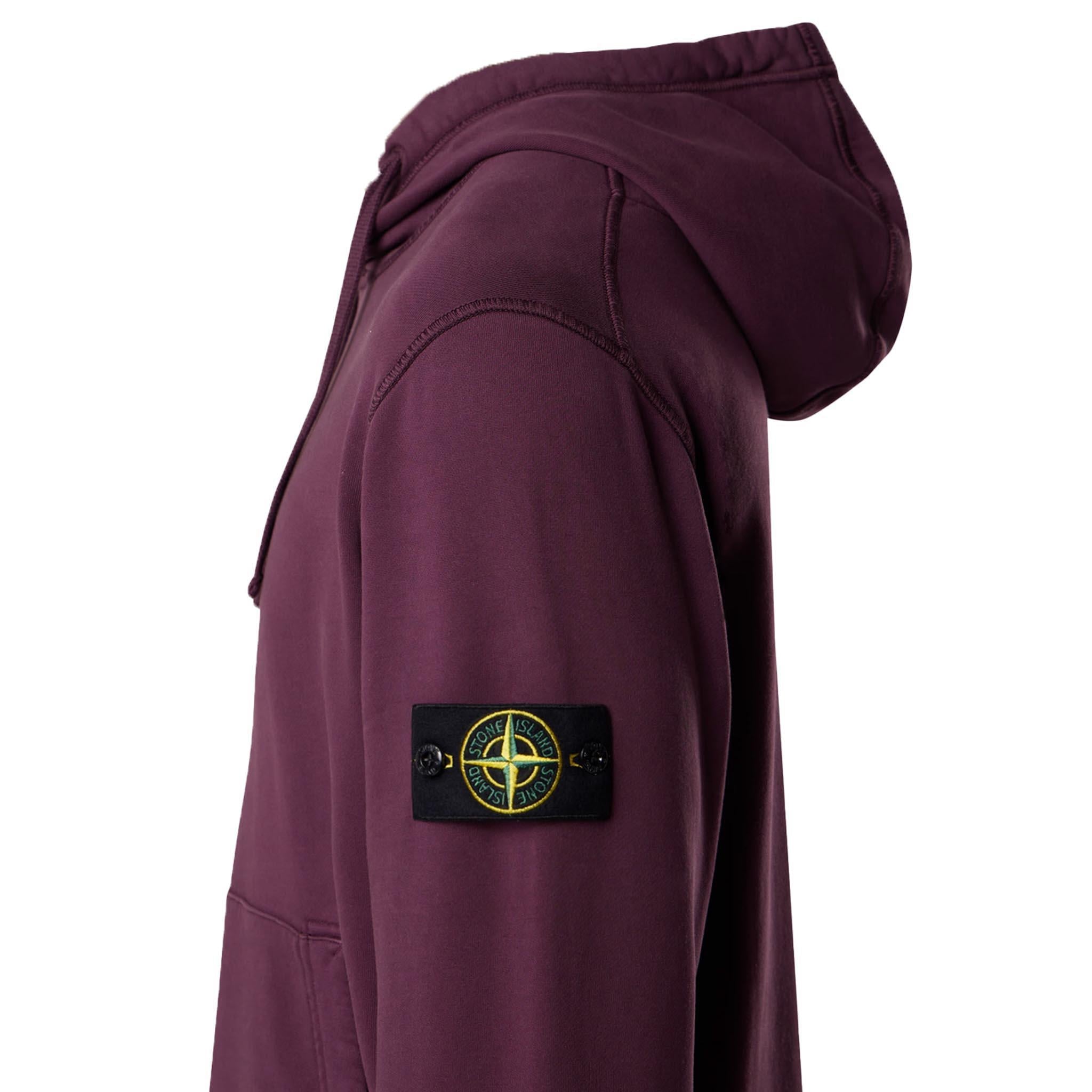 Stone Island Cotton Fleece Hooded Sweatshirt in Amaranth