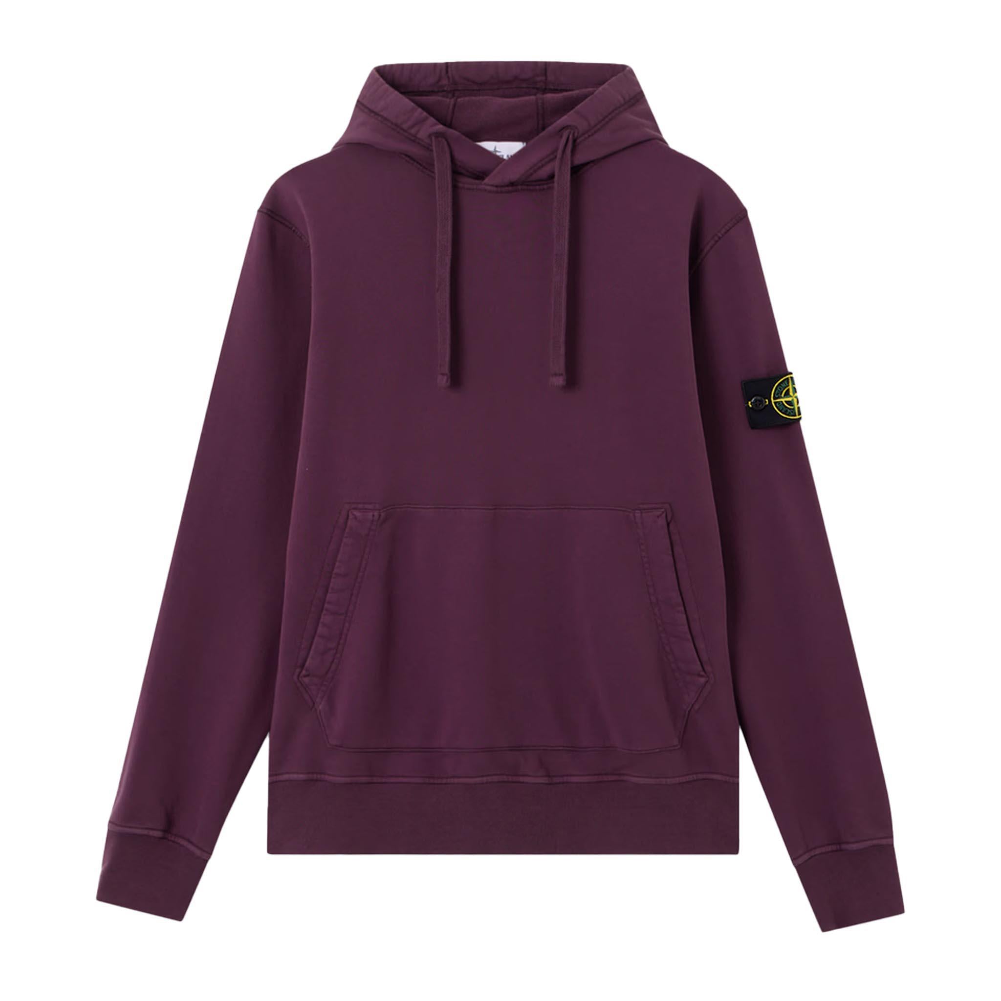 Stone Island Cotton Fleece Hooded Sweatshirt in Amaranth