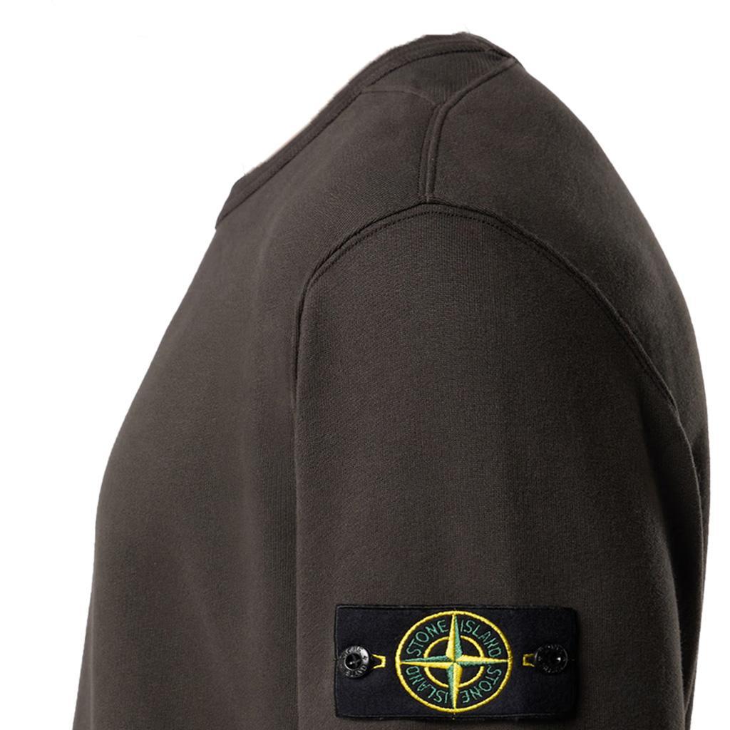 Stone Island Cotton Fleece Ribbed Crewneck Sweatshirt in Lead Grey