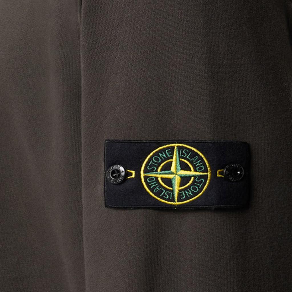 Stone Island Cotton Fleece Ribbed Crewneck Sweatshirt in Lead Grey