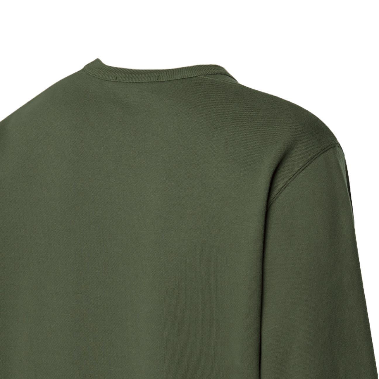 Stone Island Cotton Fleece Ribbed Crewneck Sweatshirt in Military Green