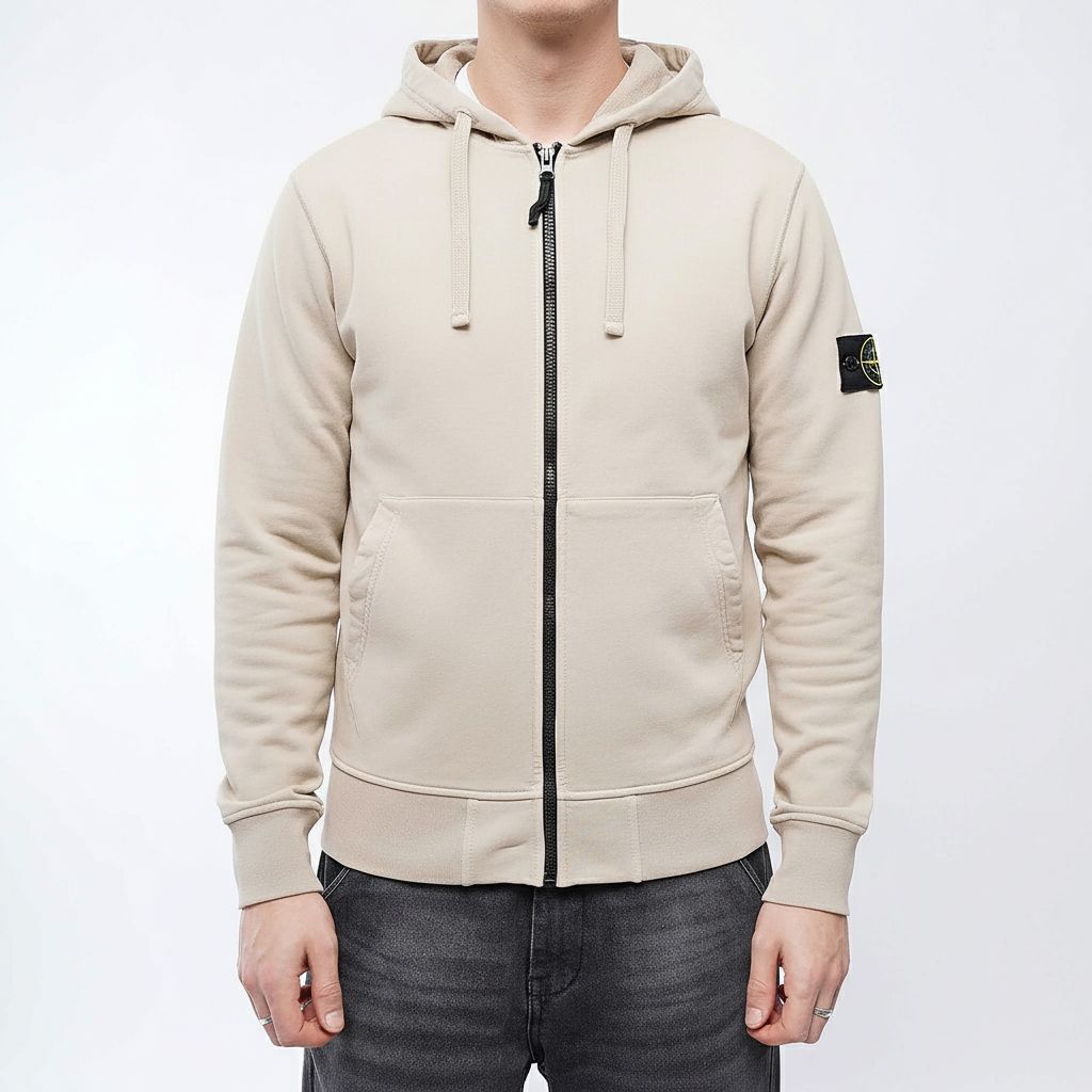 Stone Island Cotton Fleece Zip - Up Hooded Sweatshirt in DesertHoodies & Zip - UpsStone IslandDPUS Designer OutletXSStone Island Cotton Fleece Zip - Up Hooded Sweatshirt in Desert