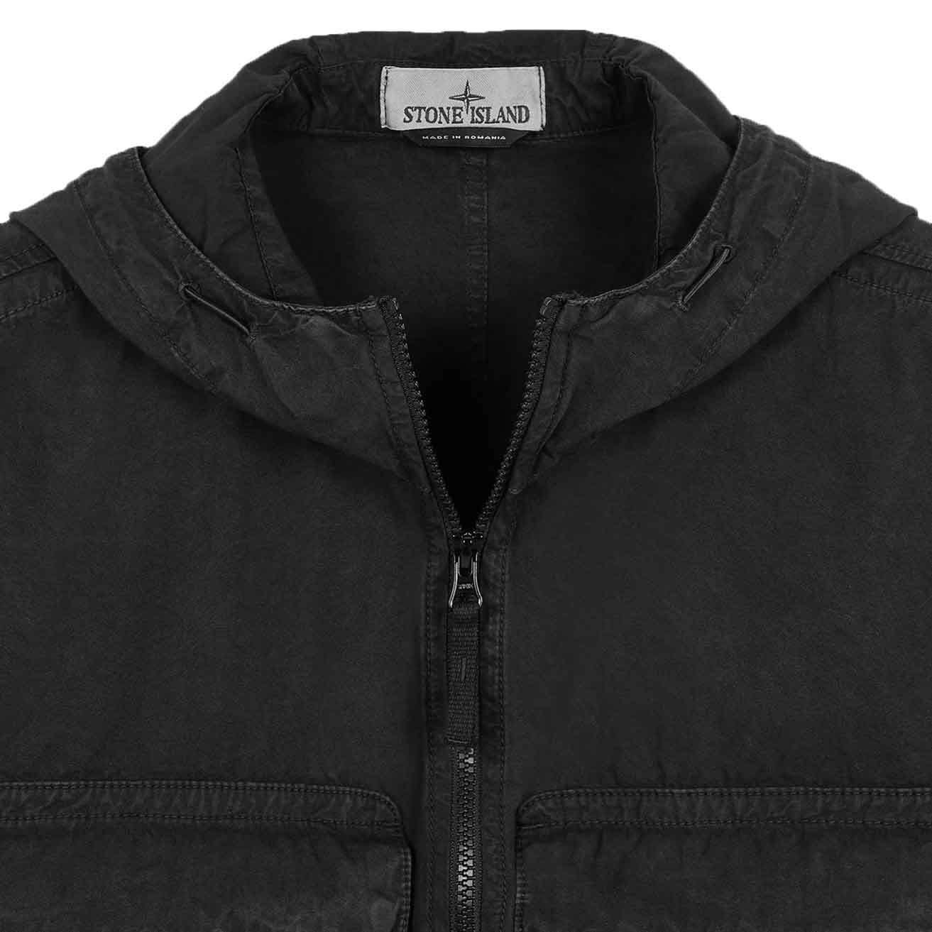 Stone Island Cotton 'Old' Effect' Hooded Overshirt in BlackOvershirtStone IslandDPUS8052572935923SStone Island Cotton 'Old' Effect' Hooded Overshirt in Black