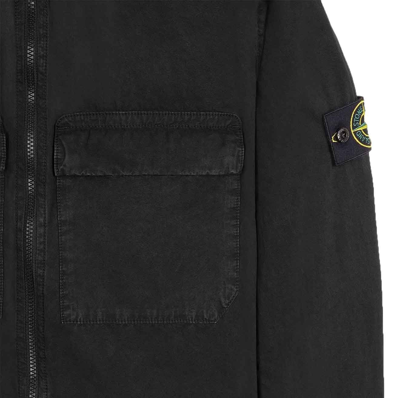 Stone Island Cotton 'Old' Effect' Hooded Overshirt in BlackOvershirtStone IslandDPUS8052572935923SStone Island Cotton 'Old' Effect' Hooded Overshirt in Black