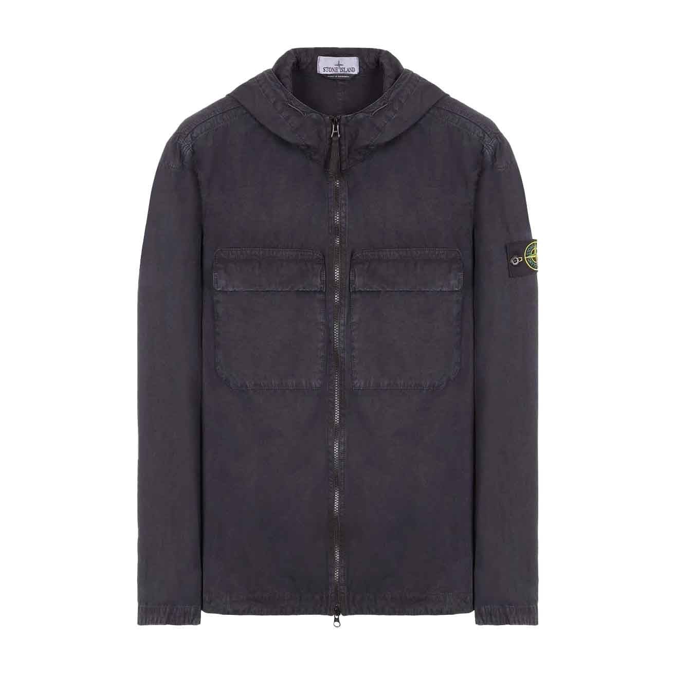 Stone Island Cotton 'Old' Effect' Hooded Overshirt in Navy BlueOvershirtStone IslandDPUS8052572956805SStone Island Cotton 'Old' Effect' Hooded Overshirt in Navy Blue