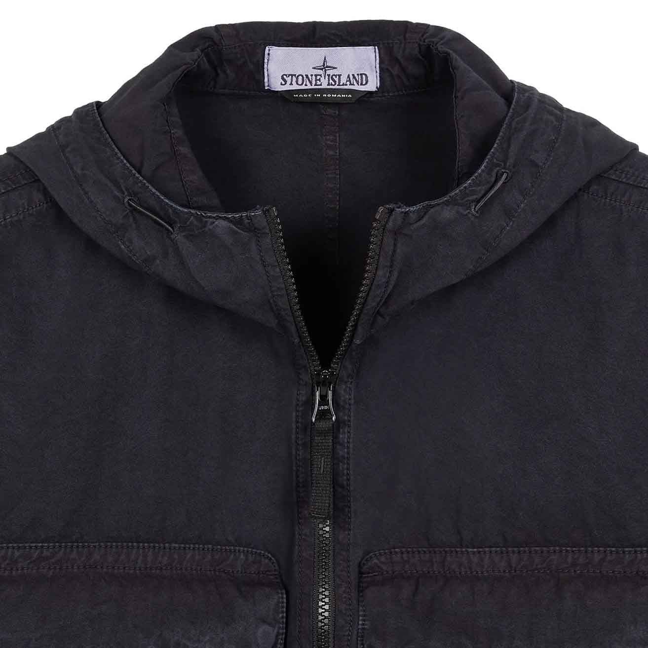 Stone Island Cotton 'Old' Effect' Hooded Overshirt in Navy BlueOvershirtStone IslandDPUS8052572956805SStone Island Cotton 'Old' Effect' Hooded Overshirt in Navy Blue