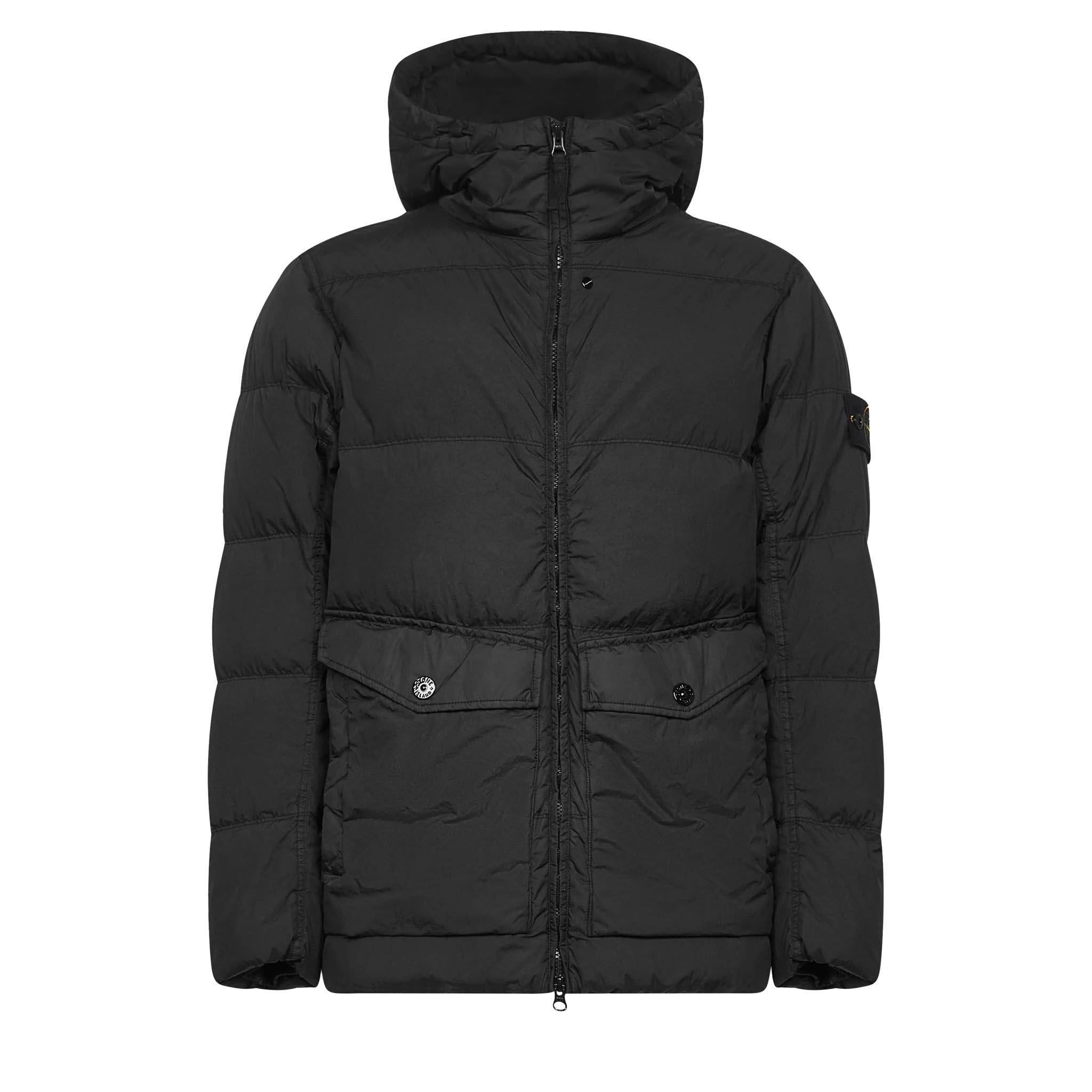 Stone Island Crinkle Reps NY Hooded Down Jacket in Black – DPUS