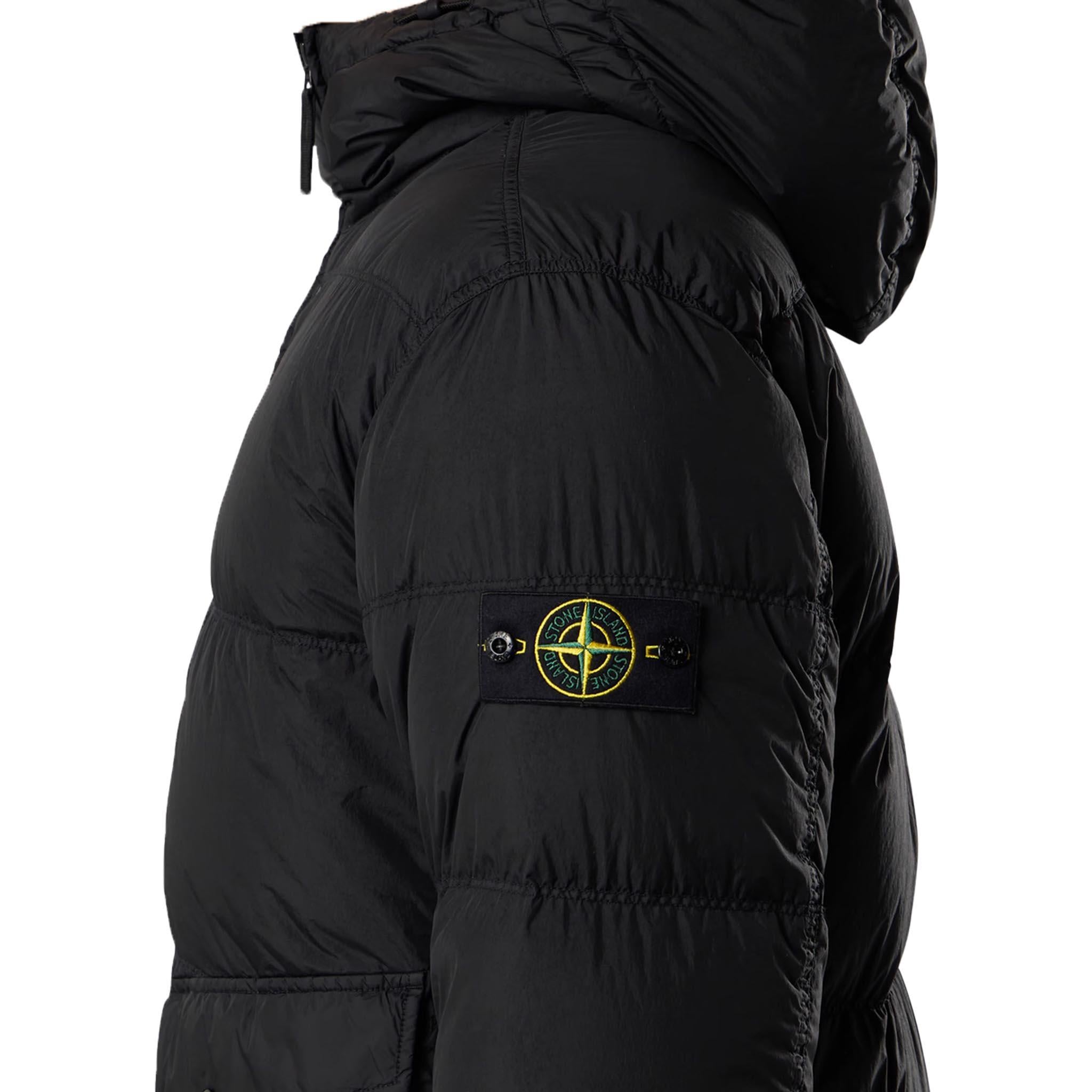 Stone Island Crinkle Reps NY Hooded Down Jacket in Black – DPUS