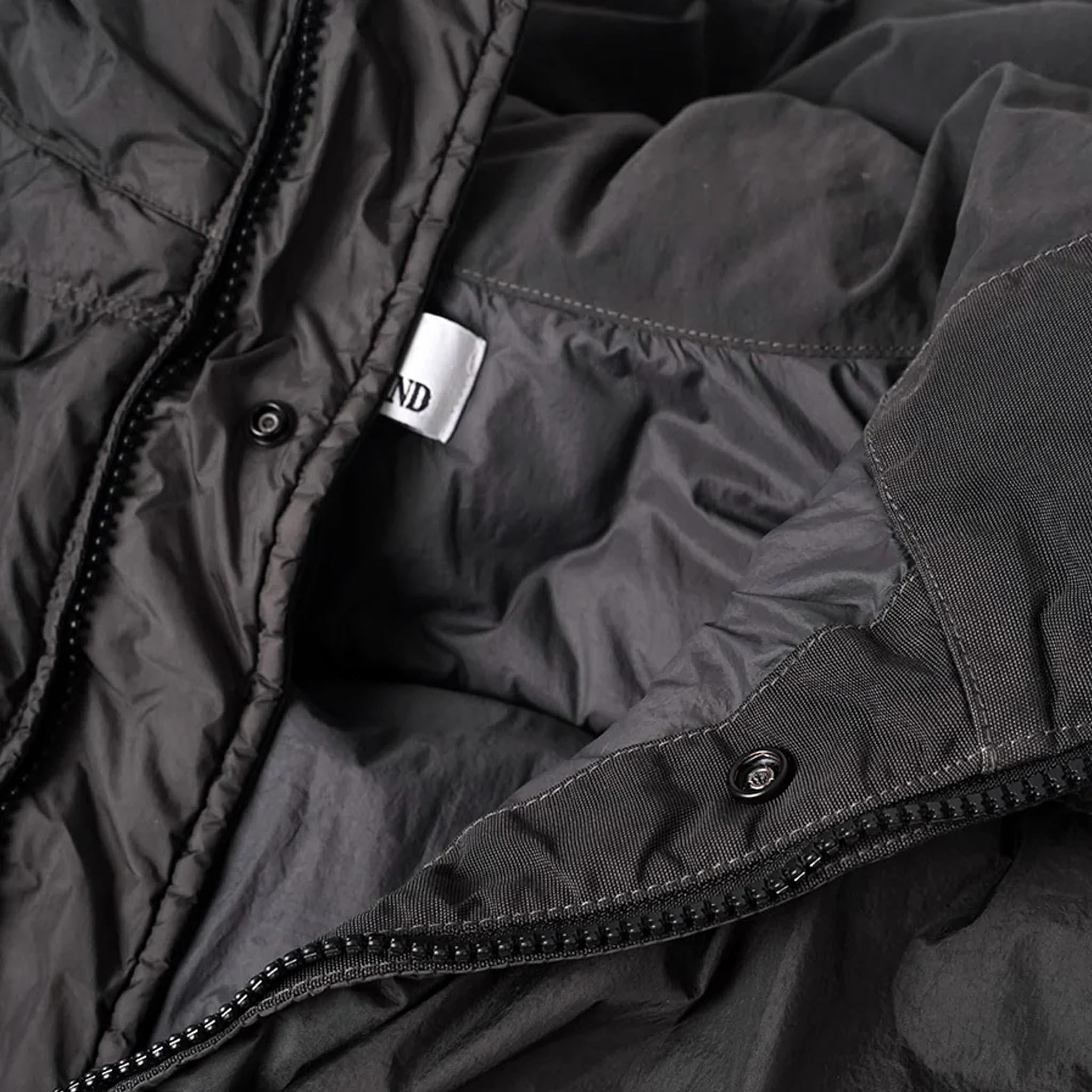 Stone Island Crinkle Reps NY Hooded Down Jacket in Lead Grey