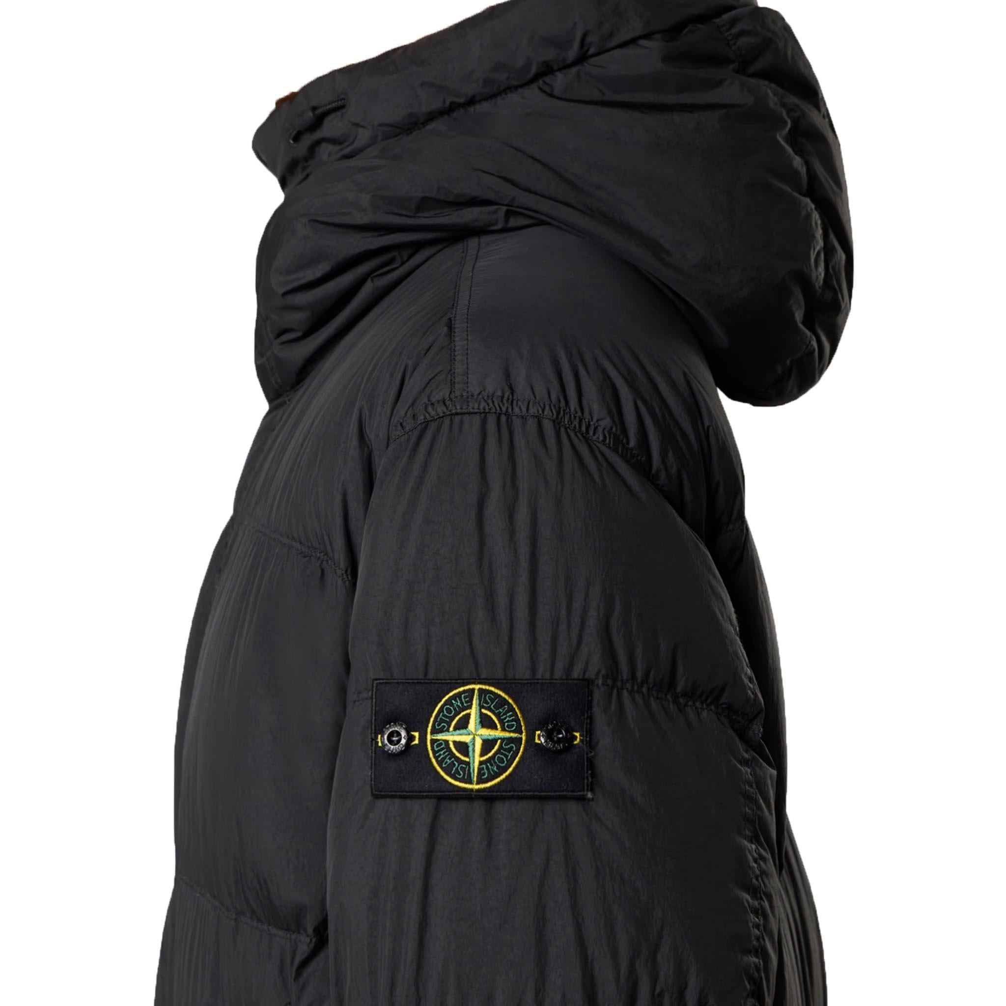 Stone Island Crinkle Reps NY Hooded Down Parka in Black