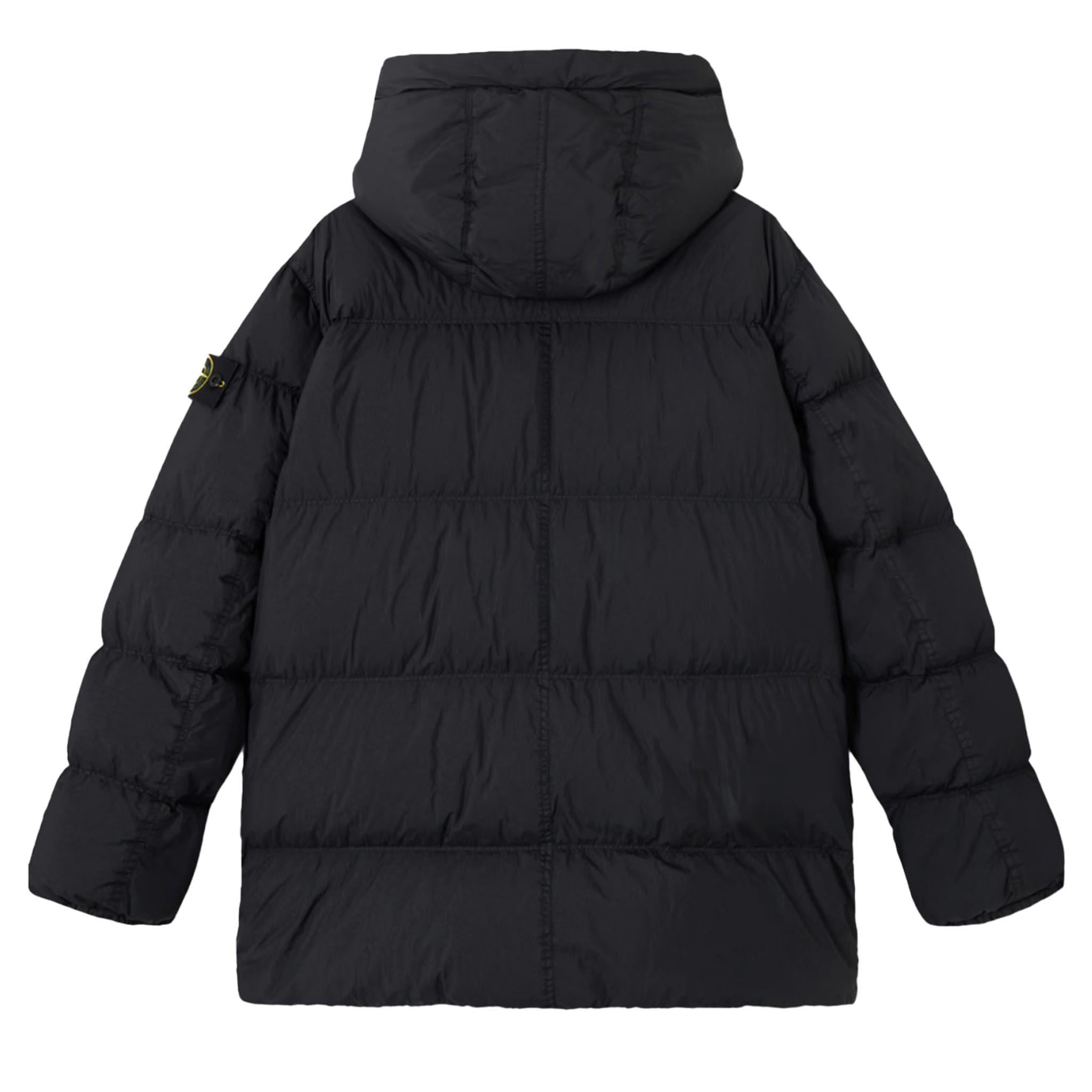 Stone Island Crinkle Reps NY Hooded Down Parka in Black