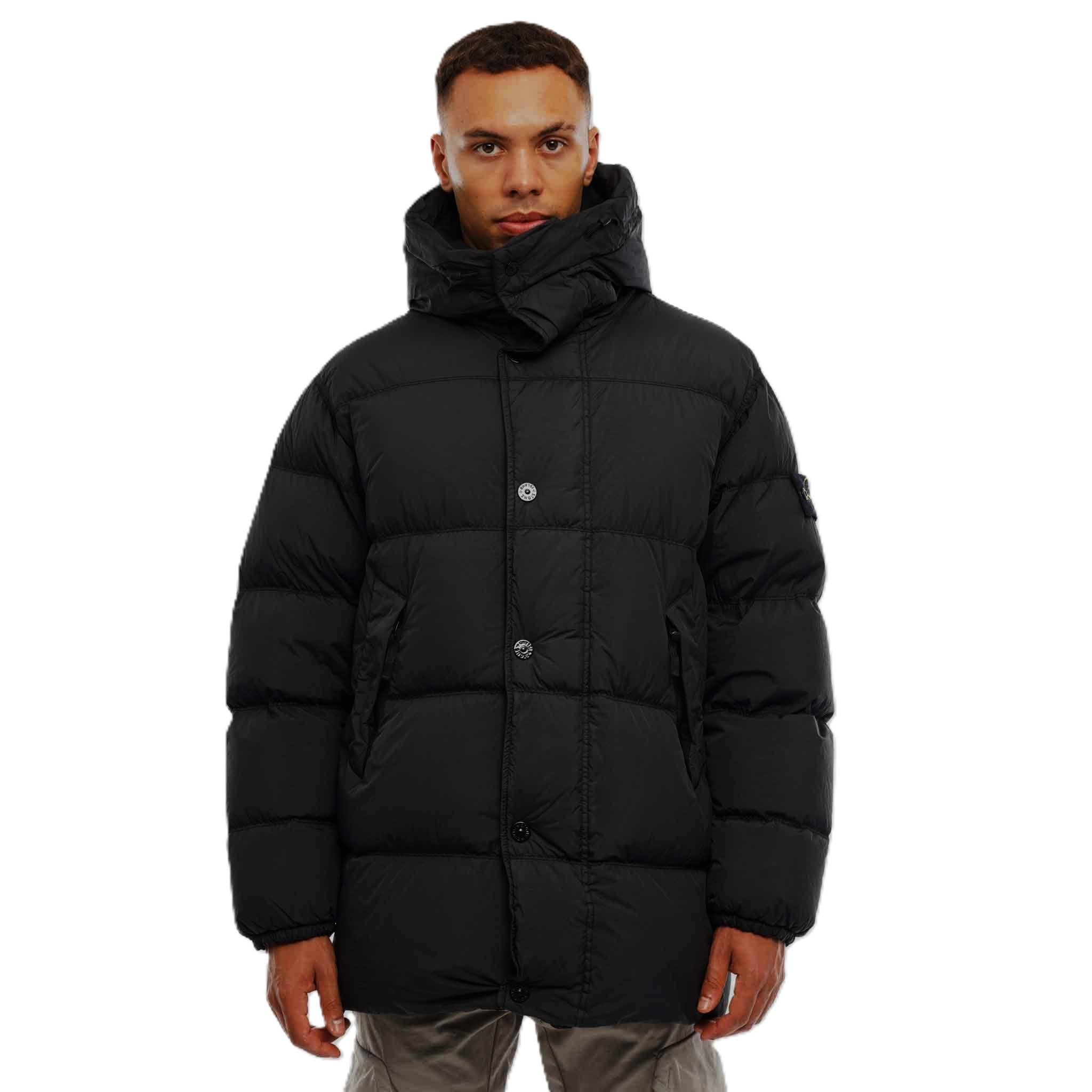 Stone Island Crinkle Reps NY Hooded Down Parka in BlackCoats & JacketsStone IslandDPUS Designer Outlet8053813439170SStone Island Crinkle Reps NY Hooded Down Parka in Black