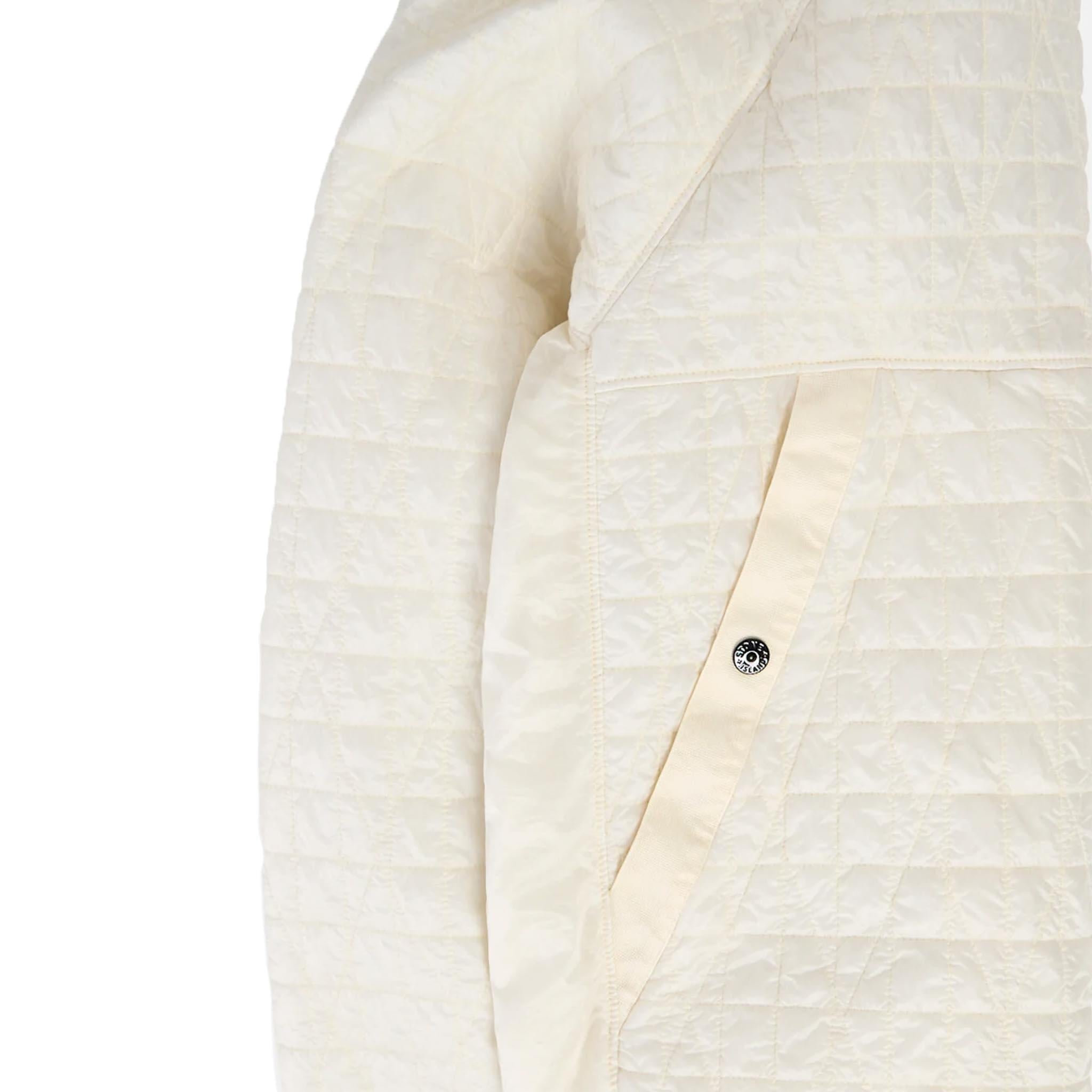 Stone Island Crinkle Reps NY Quilted-TC Hooded Jacket in Ivory