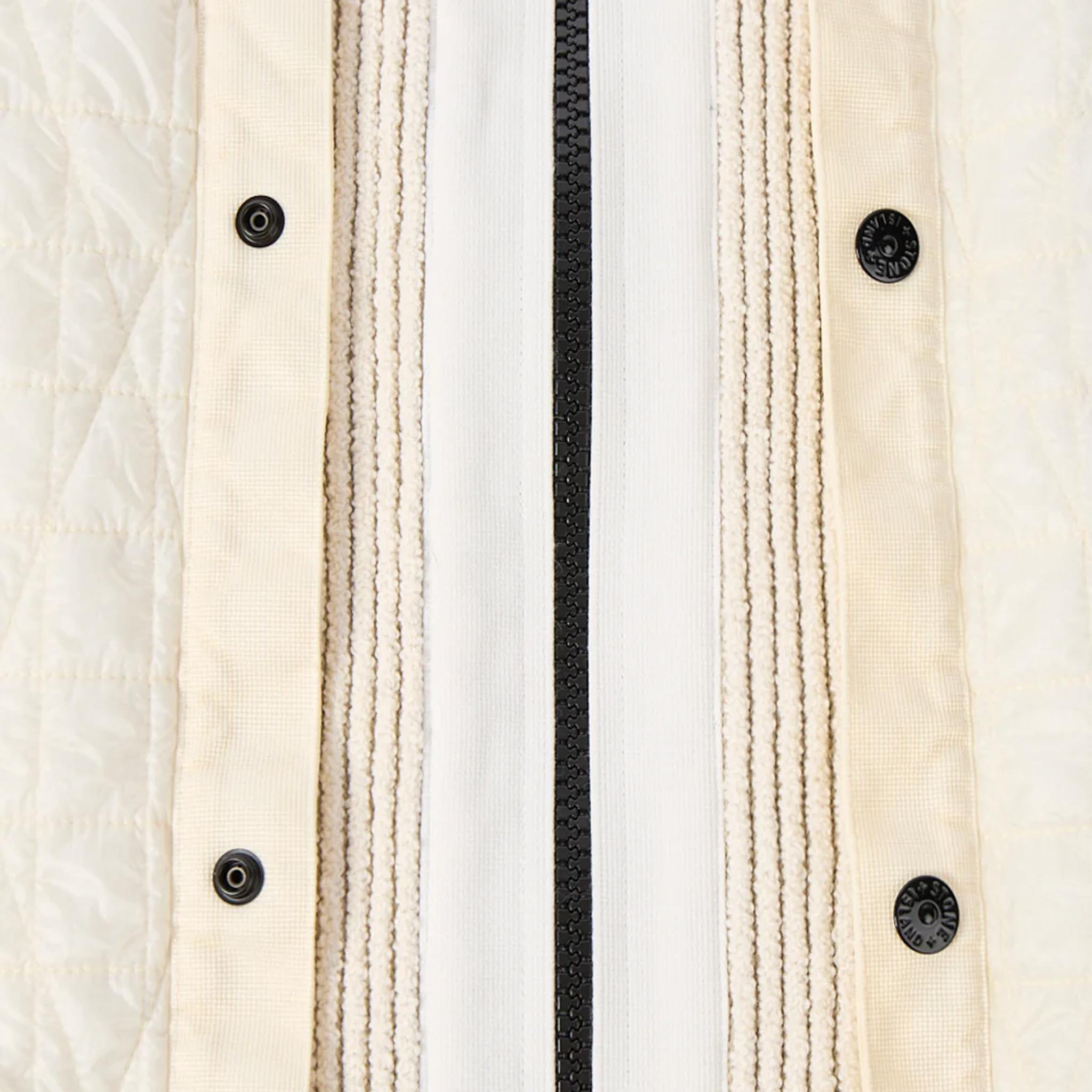 Stone Island Crinkle Reps NY Quilted-TC Hooded Jacket in Ivory