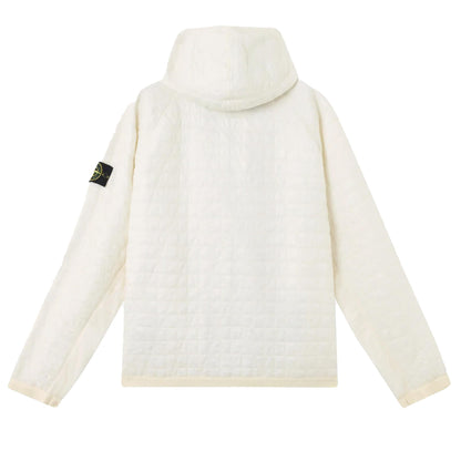 Stone Island Crinkle Reps NY Quilted-TC Hooded Jacket in Ivory