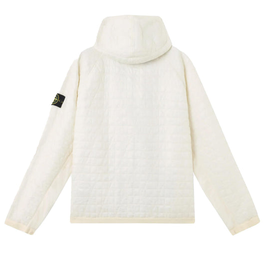 Stone Island Crinkle Reps NY Quilted-TC Hooded Jacket in Ivory