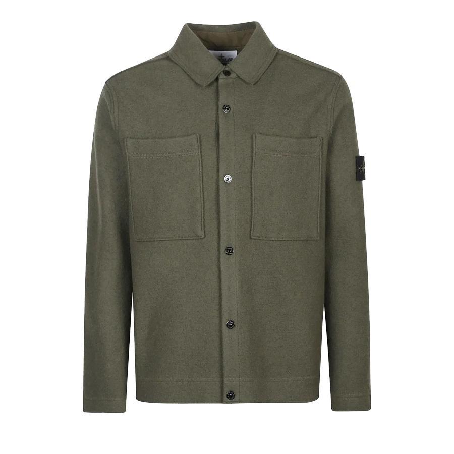 Stone Island Felted Wool Overshirt in Militray GreenOvershirtStone IslandDPUS Designer Outlet8053813447359MStone Island Felted Wool Overshirt in Militray Green