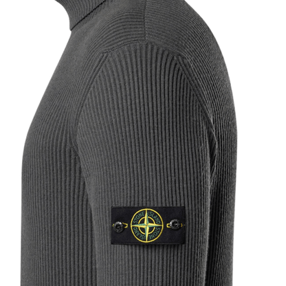 Stone Island Full Rib Wool Knit Turtleneck in Lead GreyKnitwearStone IslandDPUS Designer Outlet8053813390761SStone Island Full Rib Wool Knit Turtleneck in Lead Grey
