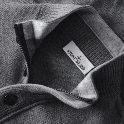 Stone Island Half Zip Jumper With Felt Trims in Cement MelangeKnitwearStone IslandDPUS Designer Outlet8053813457730SStone Island Half Zip Jumper With Felt Trims in Cement Melange