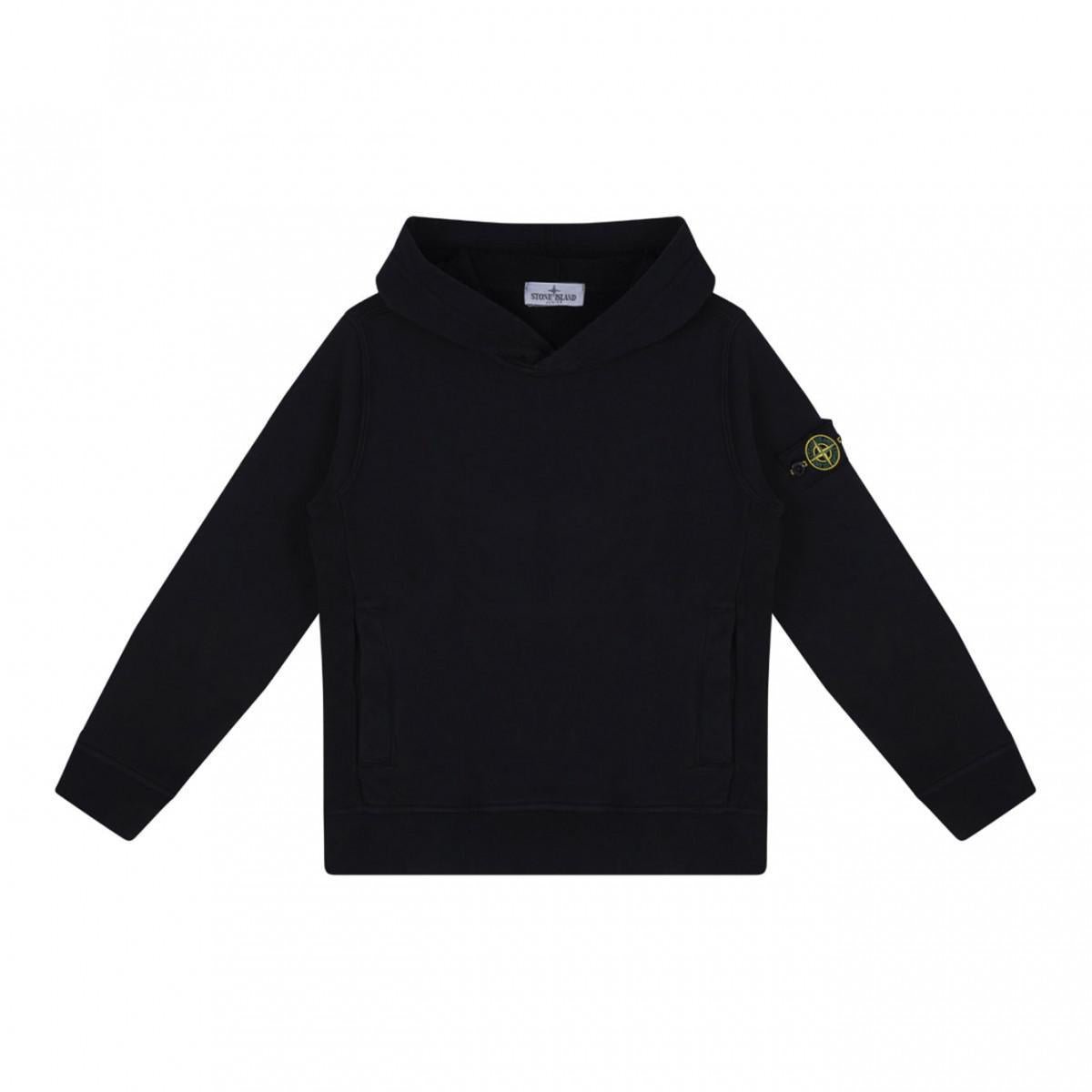 Stone Island Junior Cotton Fleece Hooded Sweatshirt in BlackHoodies & Zip - UpsStone Island JuniorDPUS Designer Outlet8053813538934AGE 8Stone Island Junior Cotton Fleece Hooded Sweatshirt in Black