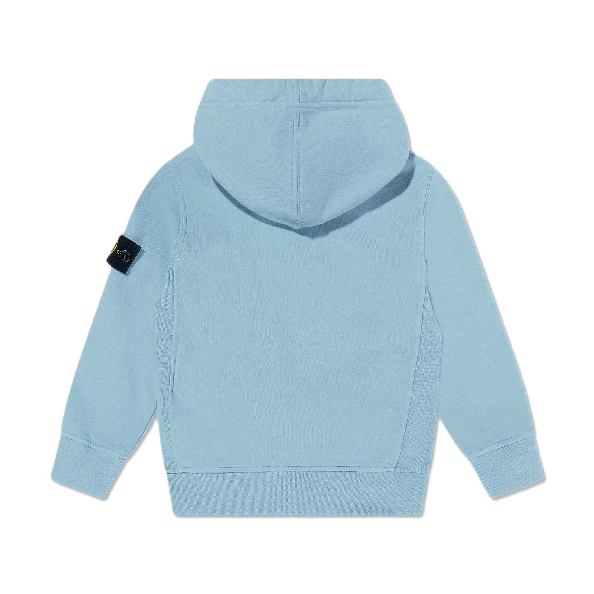 Stone Island Junior Cotton Fleece Hooded Sweatshirt in Dust BlueHoodies & Zip - UpsStone Island JuniorDPUS Designer Outlet8053813523619AGE 8Stone Island Junior Cotton Fleece Hooded Sweatshirt in Dust Blue