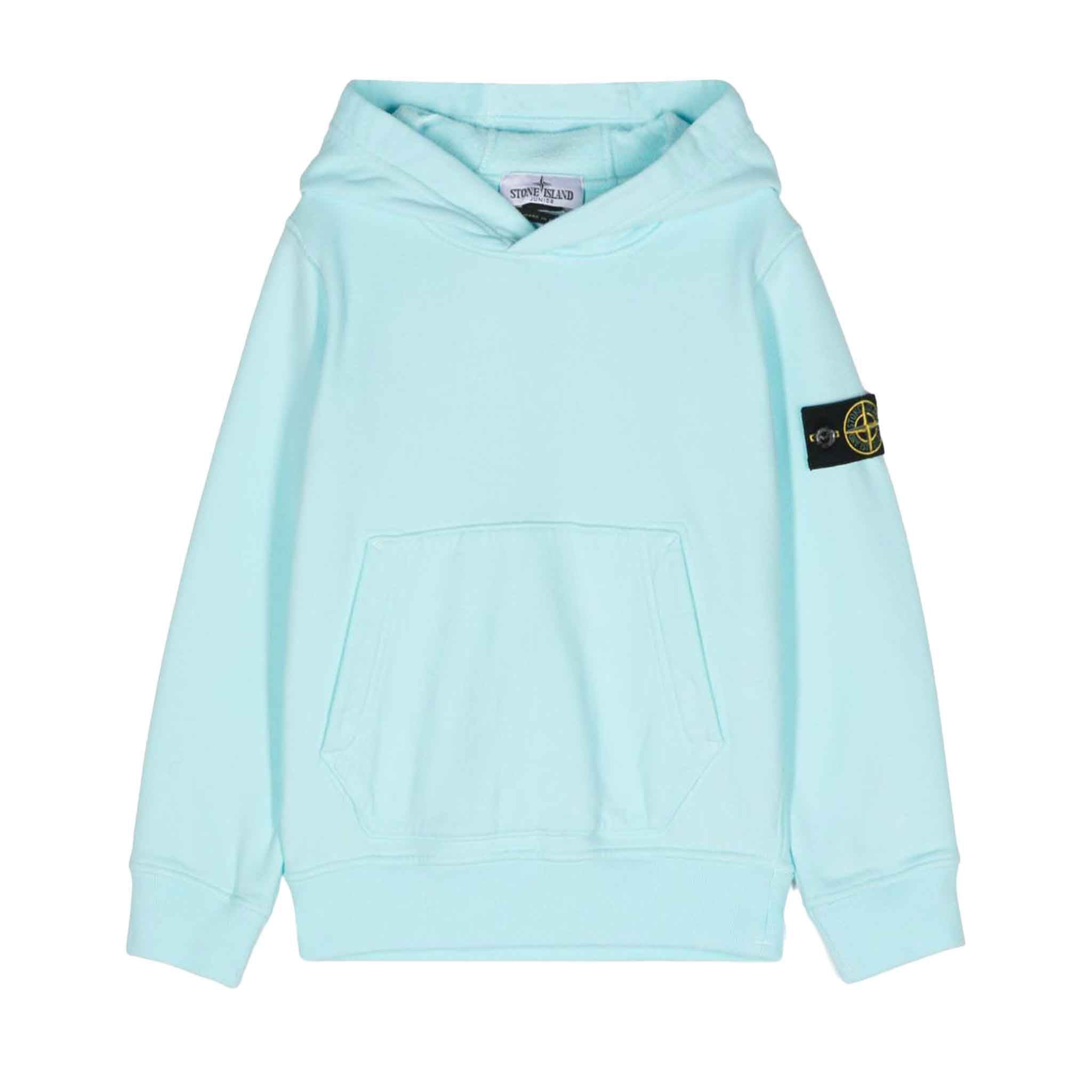 Stone Island Junior Cotton Fleece Pullover Hoodie in AquaHoodiesStone Island JuniorDPUS Designer Outlet80562460463668Stone Island Junior Cotton Fleece Pullover Hoodie in Aqua