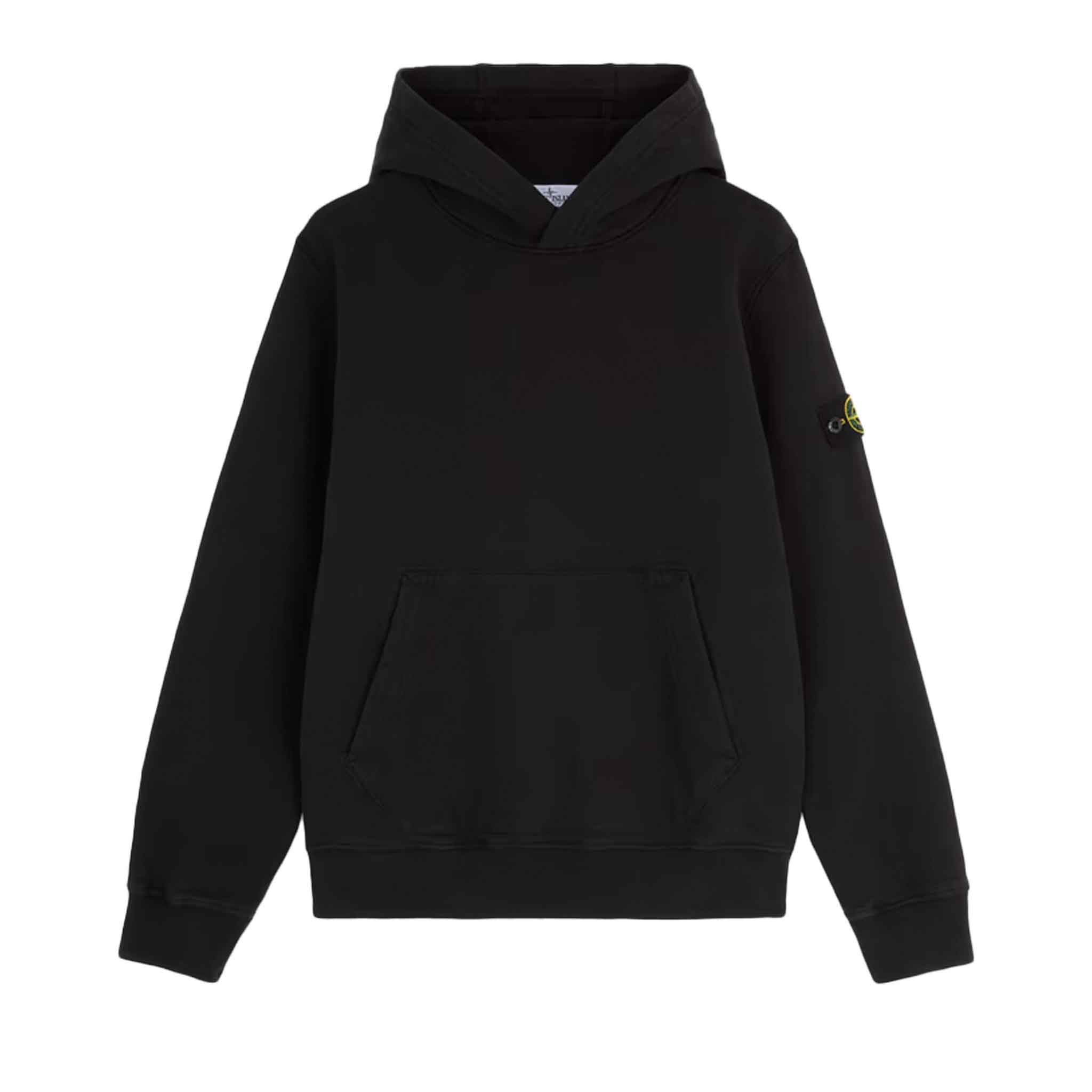 Stone Island Junior Cotton Fleece Pullover Hoodie in BlackHoodiesStone Island JuniorDPUS Designer Outlet80562460285848Stone Island Junior Cotton Fleece Pullover Hoodie in Black