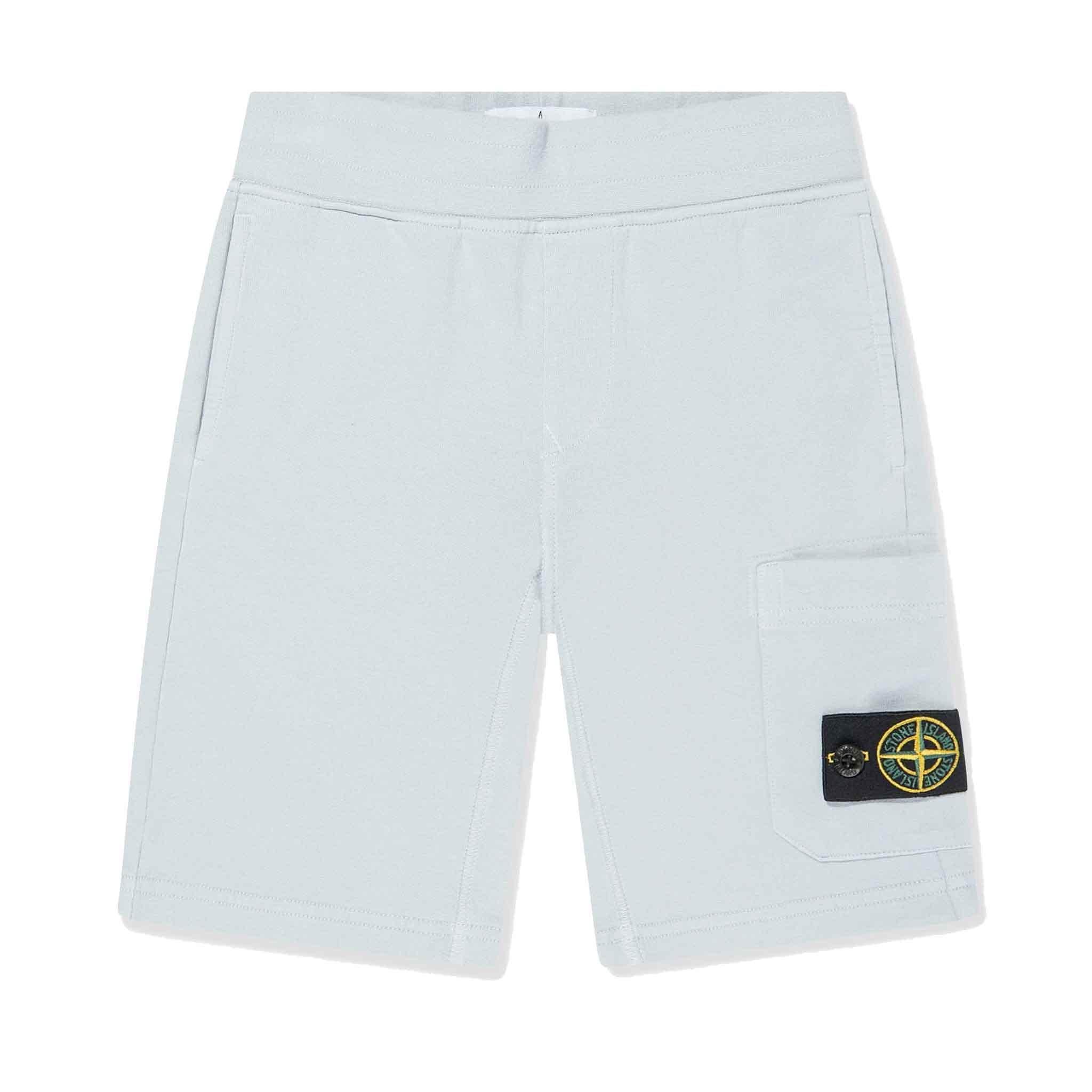 Stone Island Junior Cotton Fleece Sweatshorts in Sky BlueShortsStone Island JuniorDPUS Designer Outlet80505926039908Stone Island Junior Cotton Fleece Sweatshorts in Sky Blue