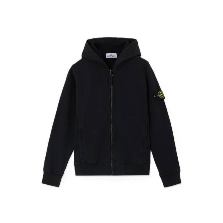 Stone Island Junior Cotton Fleece Zipped Hoodie in BlackHoodies & Zip - UpsStone Island JuniorDPUS Designer Outlet8053813511128AGE 8Stone Island Junior Cotton Fleece Zipped Hoodie in Black