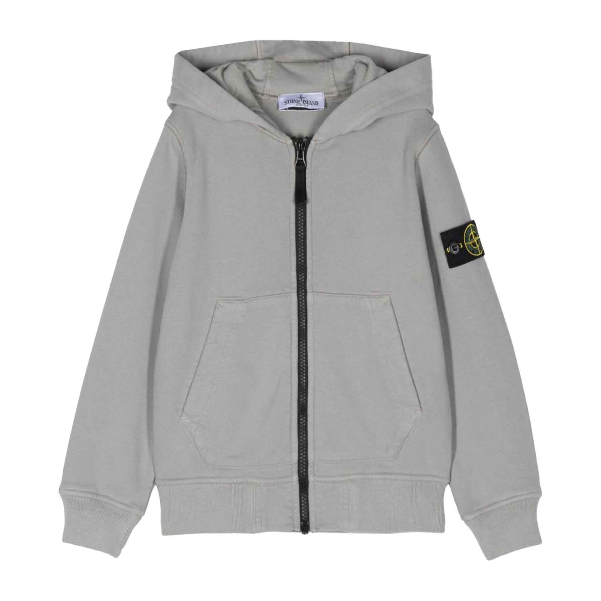 Stone Island Junior Cotton Fleece Zipped Hoodie in Dust GreyHoodiesStone Island JuniorDPUS Designer Outlet80562460357738Stone Island Junior Cotton Fleece Zipped Hoodie in Dust Grey