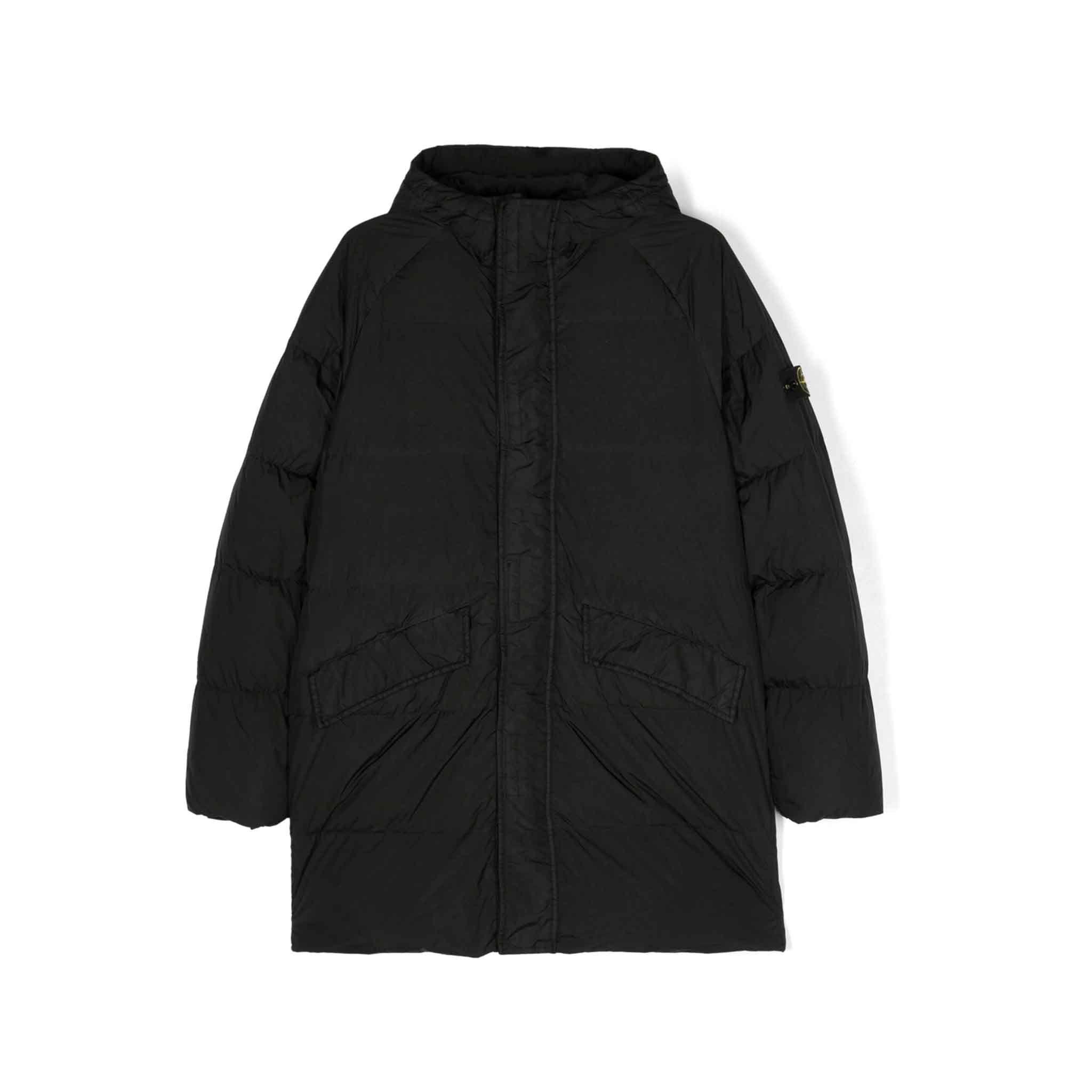 Stone Island Junior Crinkle Reps Long Down Coat in BlackCoats & JacketsStone Island JuniorDPUS80525726605738Stone Island Junior Crinkle Reps Long Down Coat in Black