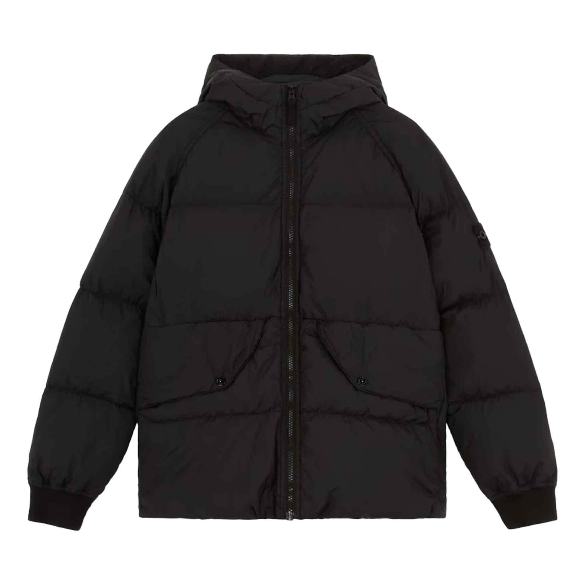 Stone Island Junior Crinkle Reps Nylon Down Jacket in Black