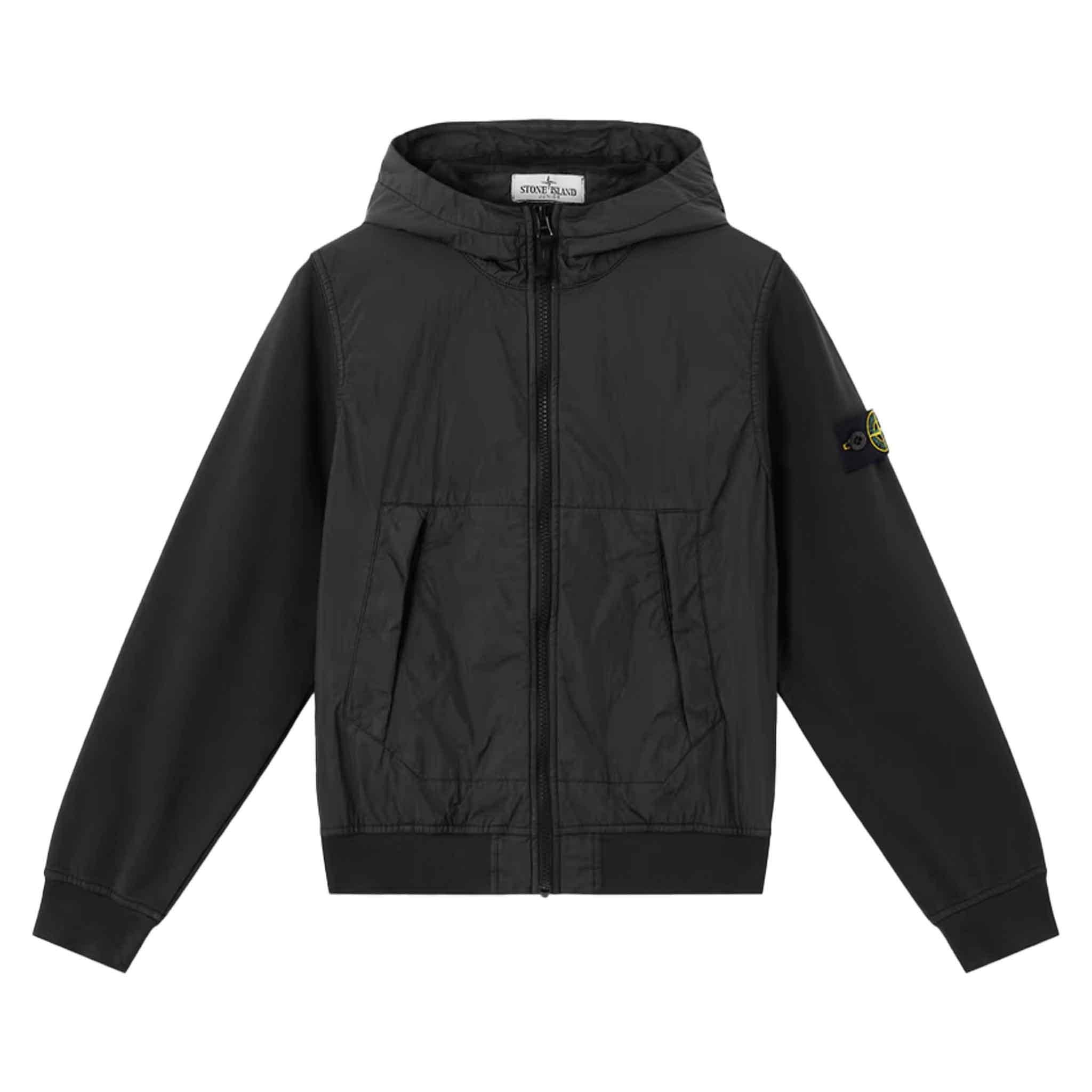 Stone Island Junior Crinkle Reps Nylon With Cotton Fleece Jacket in BlackCoats & JacketsStone Island JuniorDPUS Designer Outlet80538130424938Stone Island Junior Crinkle Reps Nylon With Cotton Fleece Jacket in Black