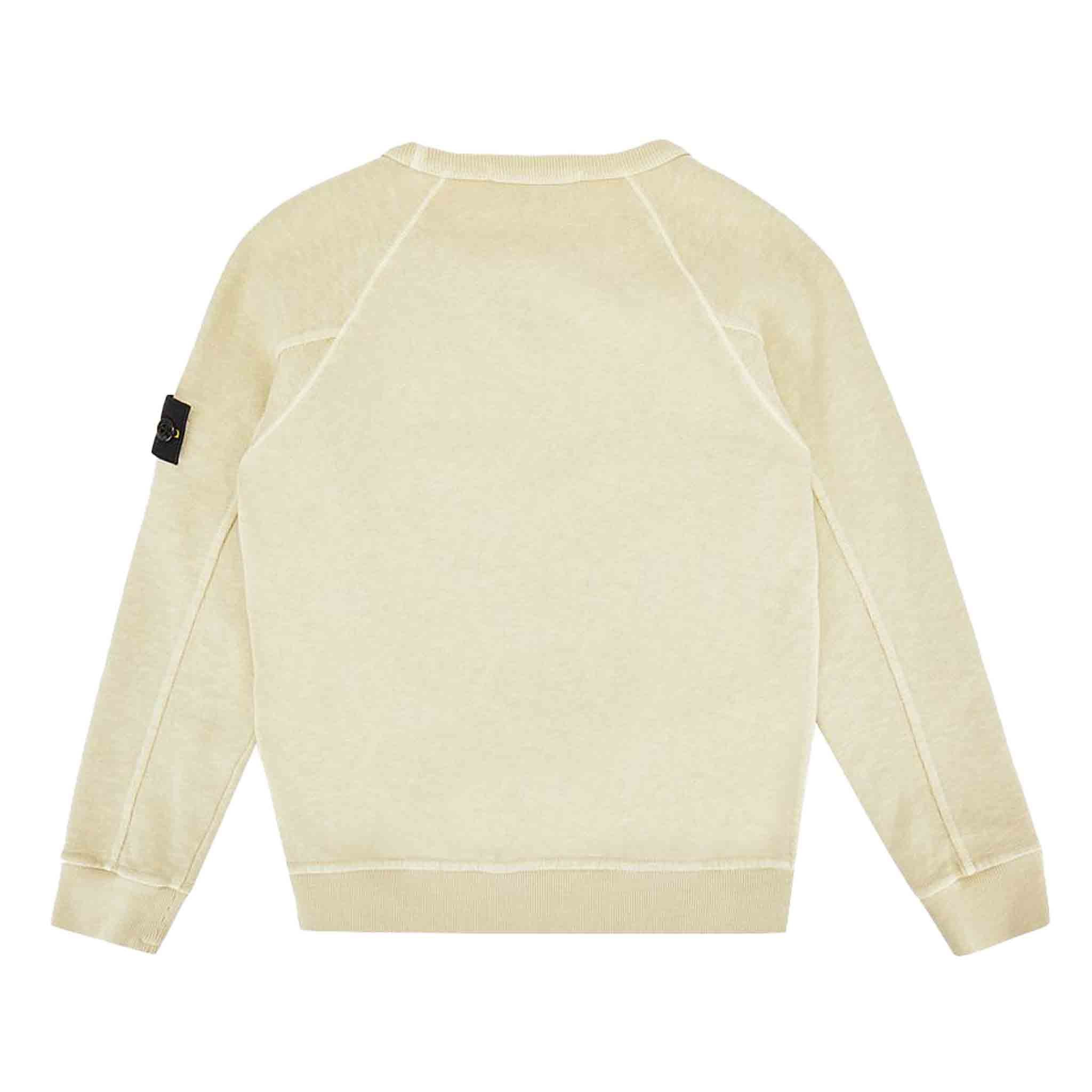 Stone Island Junior "Old Treatment" Crewneck Sweatshirt in EcruSweatshirtsStone Island JuniorDPUS80525728729528Stone Island Junior "Old Treatment" Crewneck Sweatshirt in Ecru