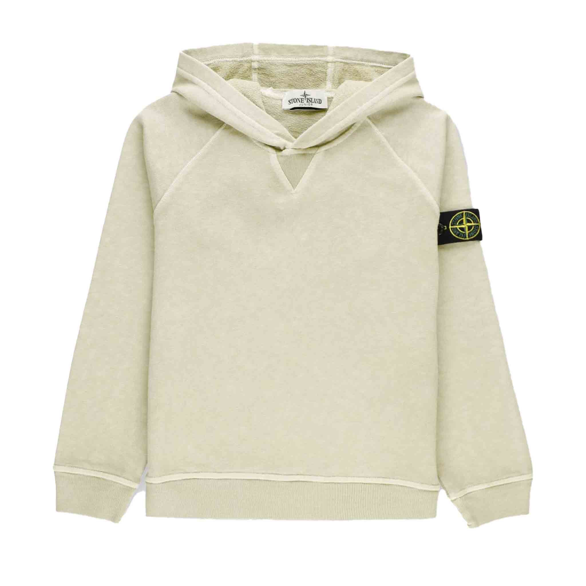 Stone Island Junior "Old Treatment" Hooded Sweatshirt in EcruHoodiesStone Island JuniorDPUS80525728760598Stone Island Junior "Old Treatment" Hooded Sweatshirt in Ecru