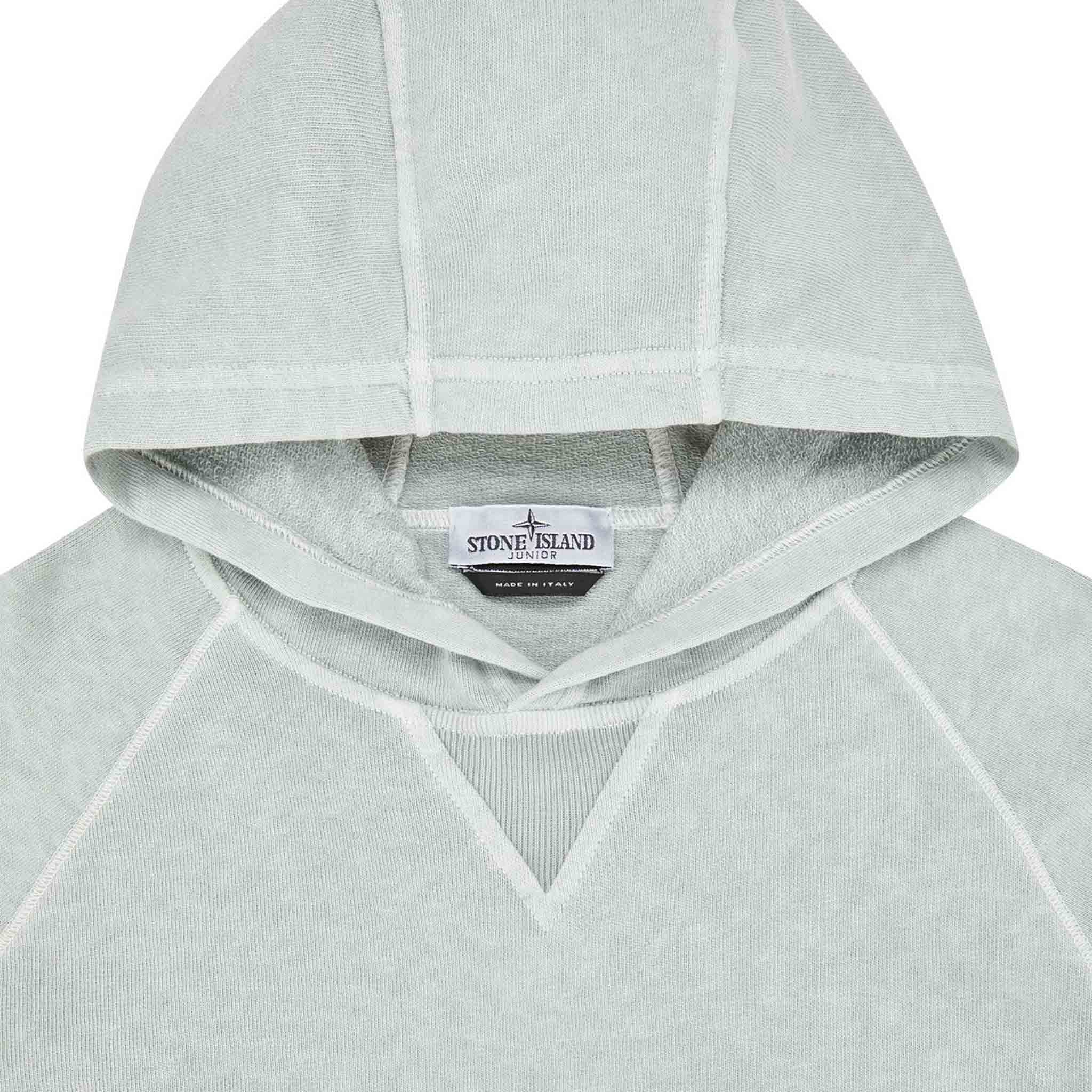 Stone Island Junior "Old Treatment" Hooded Sweatshirt in Pearl GreyHoodiesStone Island JuniorDPUS80525728907898Stone Island Junior "Old Treatment" Hooded Sweatshirt in Pearl Grey