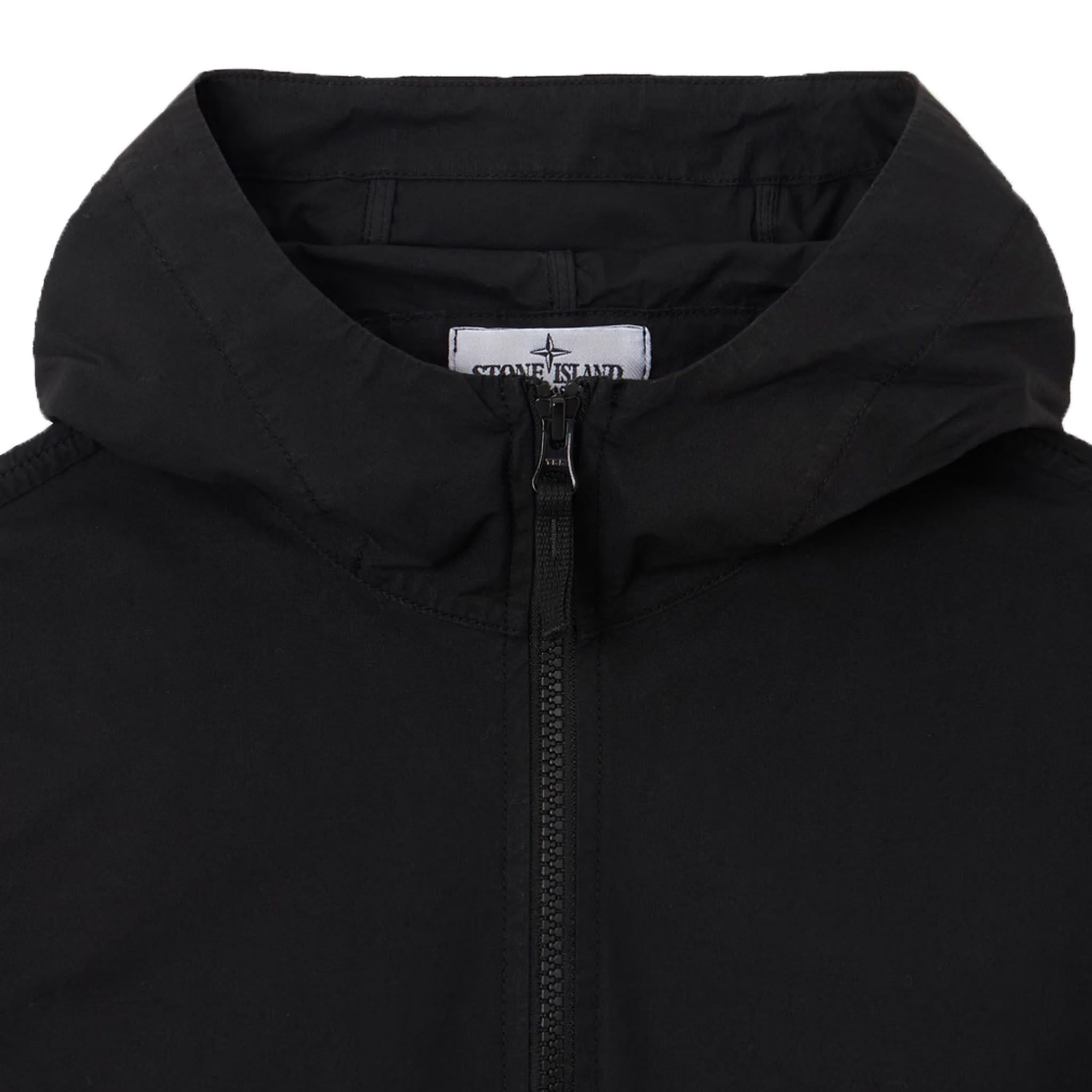 Stone Island Junior Stretch Cotton Hooded Jacket in Black