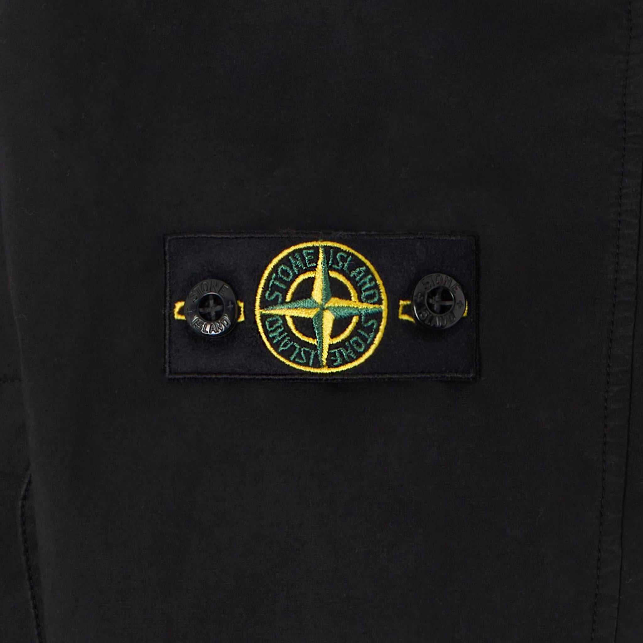 Stone Island Junior Stretch Cotton Hooded Jacket in Black
