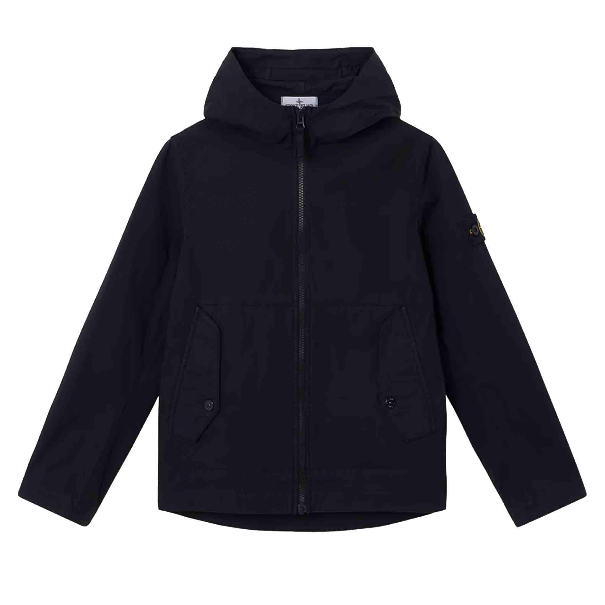 Stone Island Junior Stretch Cotton Hooded Jacket in Navy – DPUS