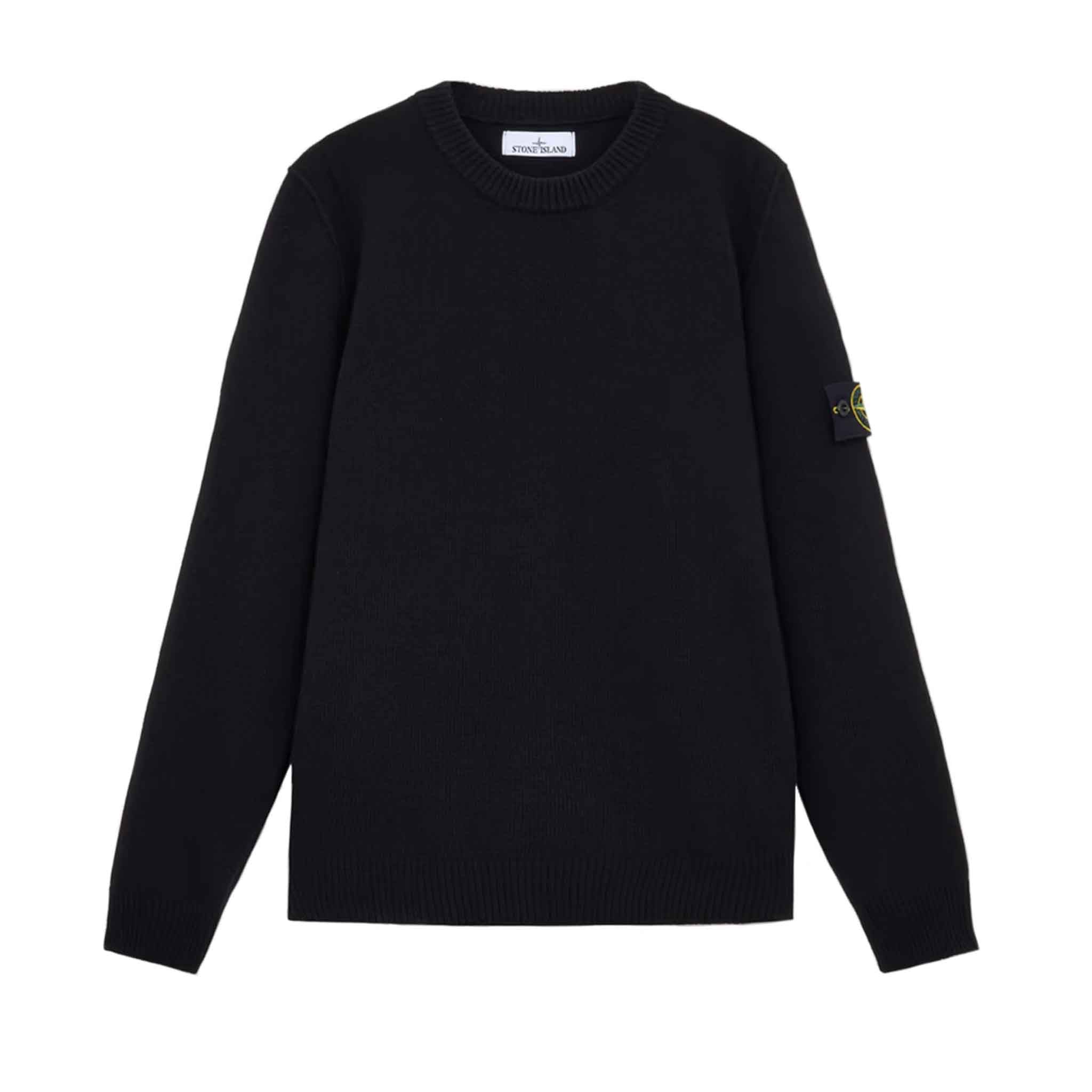 Stone Island Lambwool Crewneck Sweater in BlackKnitwearStone IslandDPUS8056246029949SStone Island Lambwool Crewneck Sweater in Black