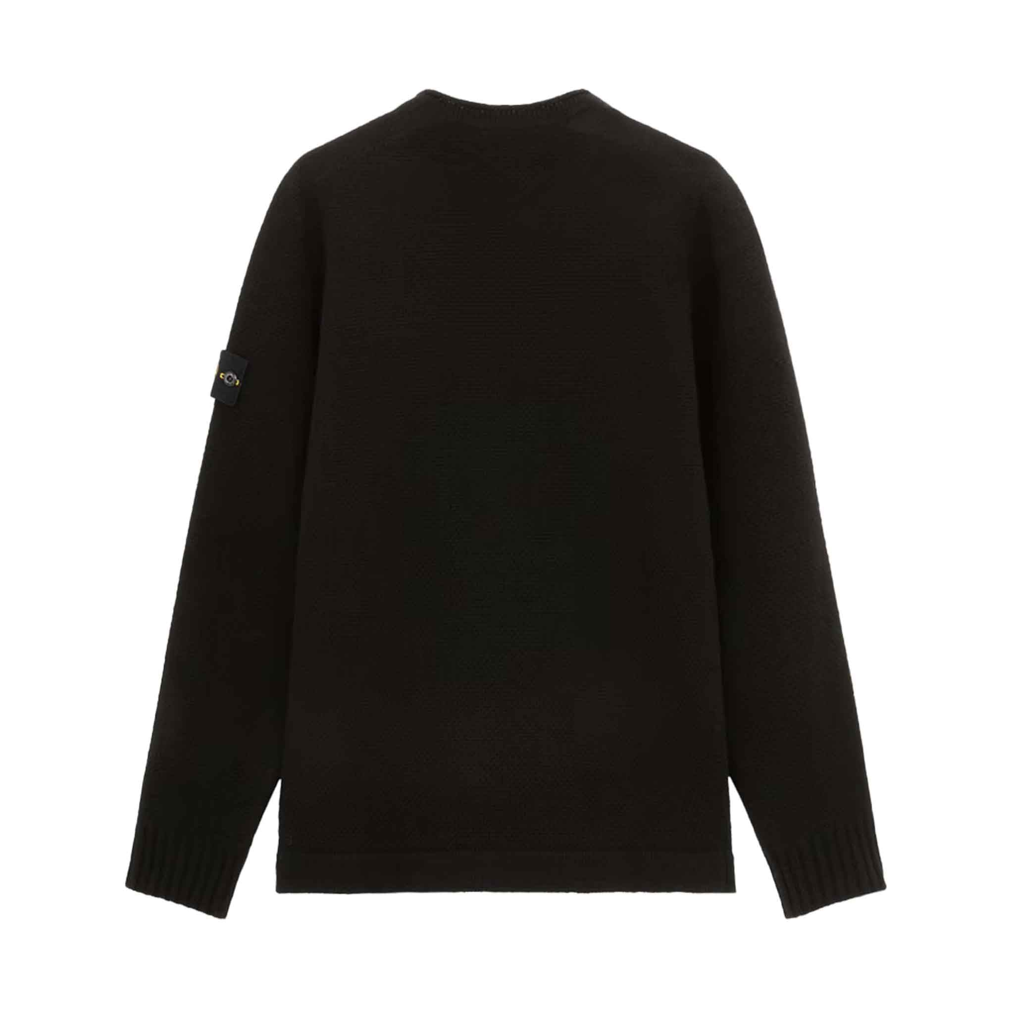 Stone Island Lambwool Ribbed Crewneck Sweater in BlackKnitwearStone IslandDPUS Designer OutletSStone Island Lambwool Ribbed Crewneck Sweater in Black