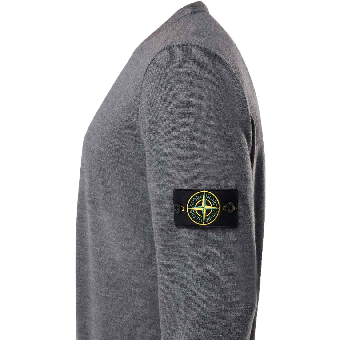 Stone Island Light Pure Wool Crewneck Knit in Dark Grey Melange