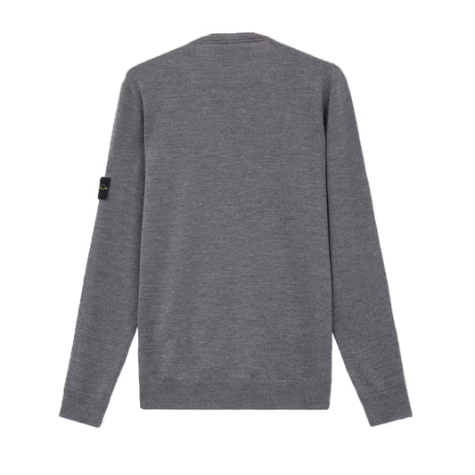 Stone Island Light Pure Wool Crewneck Knit in Dark Grey Melange