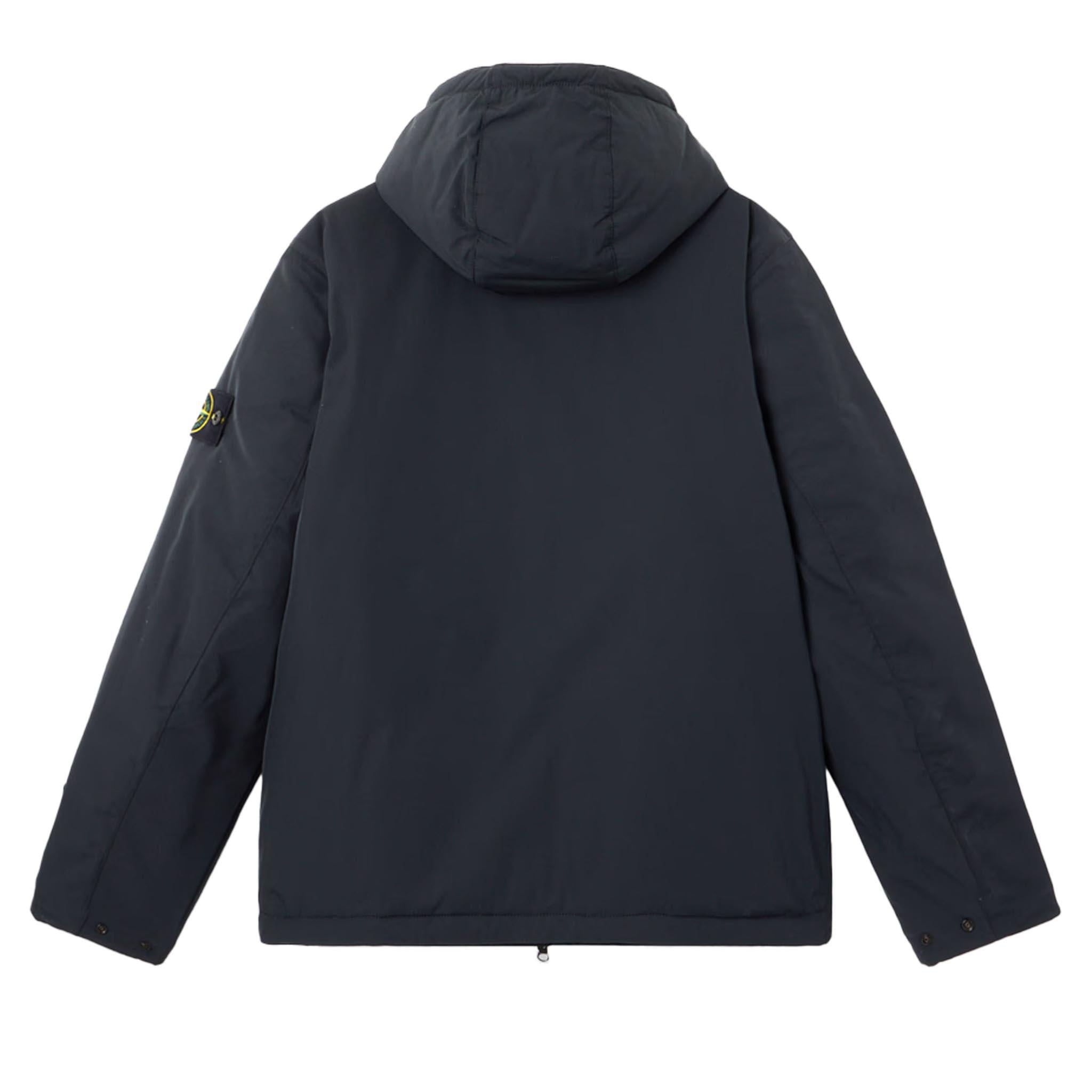 Stone Island Micro Twill Padded Hooded Jacket in Black