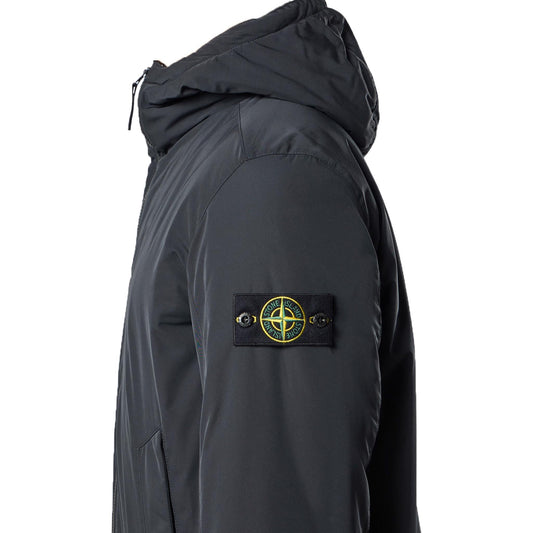 Stone Island Micro Twill Padded Hooded Jacket in Black