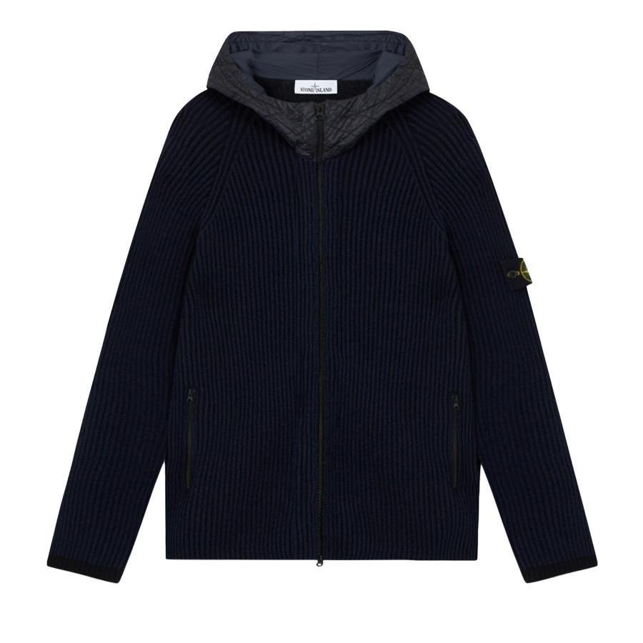 Stone Island Mixed Fabric Full Rib RWS Wool Hooded Zip - Up Jumper in NavyHoodies & Zip - UpsStone IslandDPUS Designer Outlet8053813452148SStone Island Mixed Fabric Full Rib RWS Wool Hooded Zip - Up Jumper in Navy