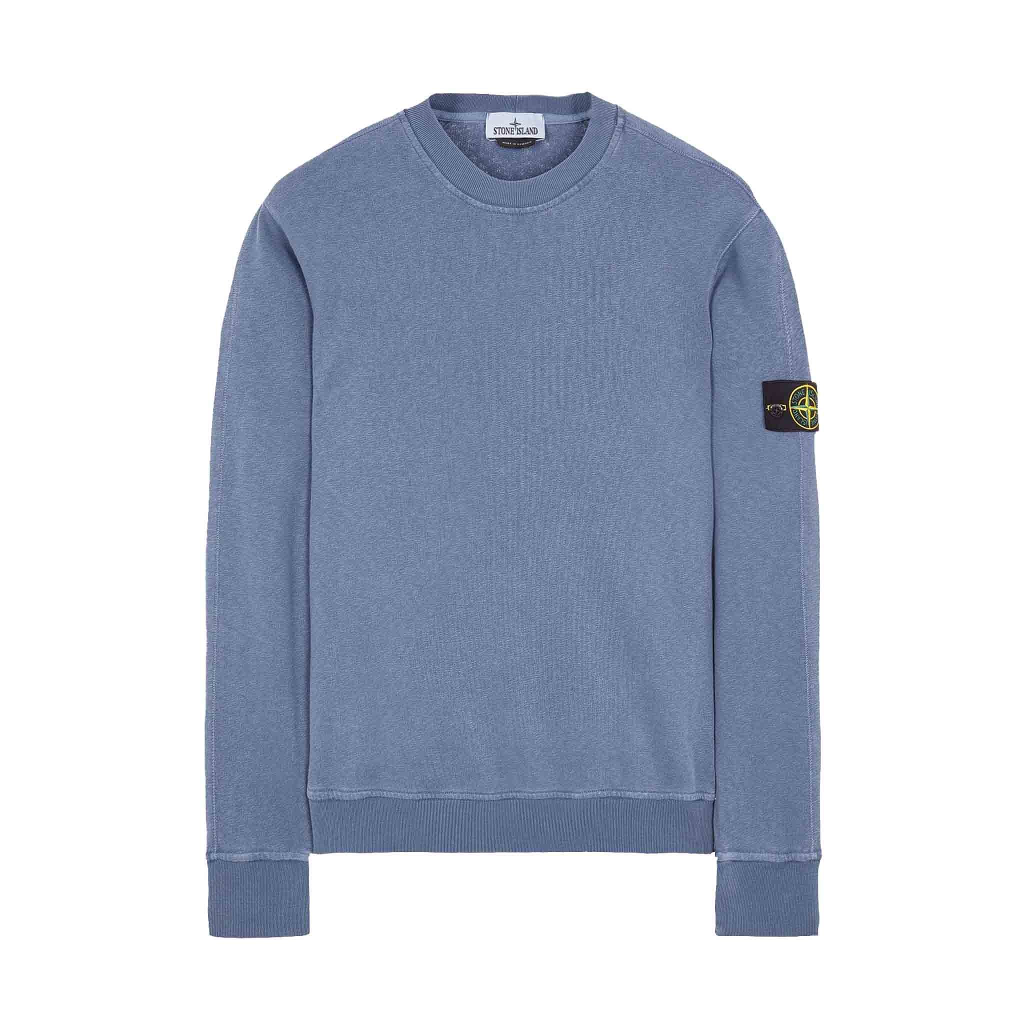 Stone Island 'Old Treatment' Crewneck Sweatshirt in Avio BlueSweatshirtsStone IslandDPUS8052572905421SStone Island 'Old Treatment' Crewneck Sweatshirt in Avio Blue