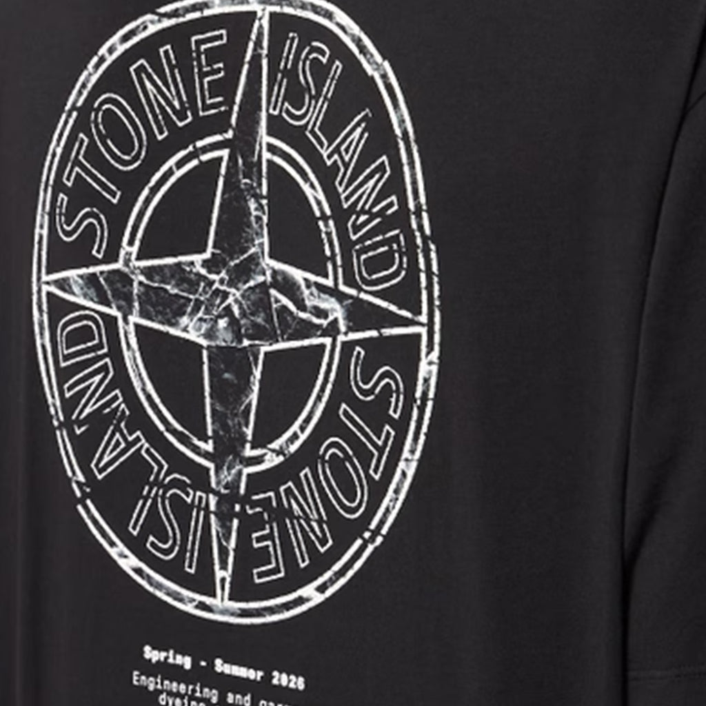 [Stone Island] Organic Cotton Jersey 'Stone' Print Garment Dyed T-ShirtT-ShirtStone IslandDPUS Designer OutletBlackS[Stone Island] Organic Cotton Jersey 'Stone' Print Garment Dyed T-Shirt